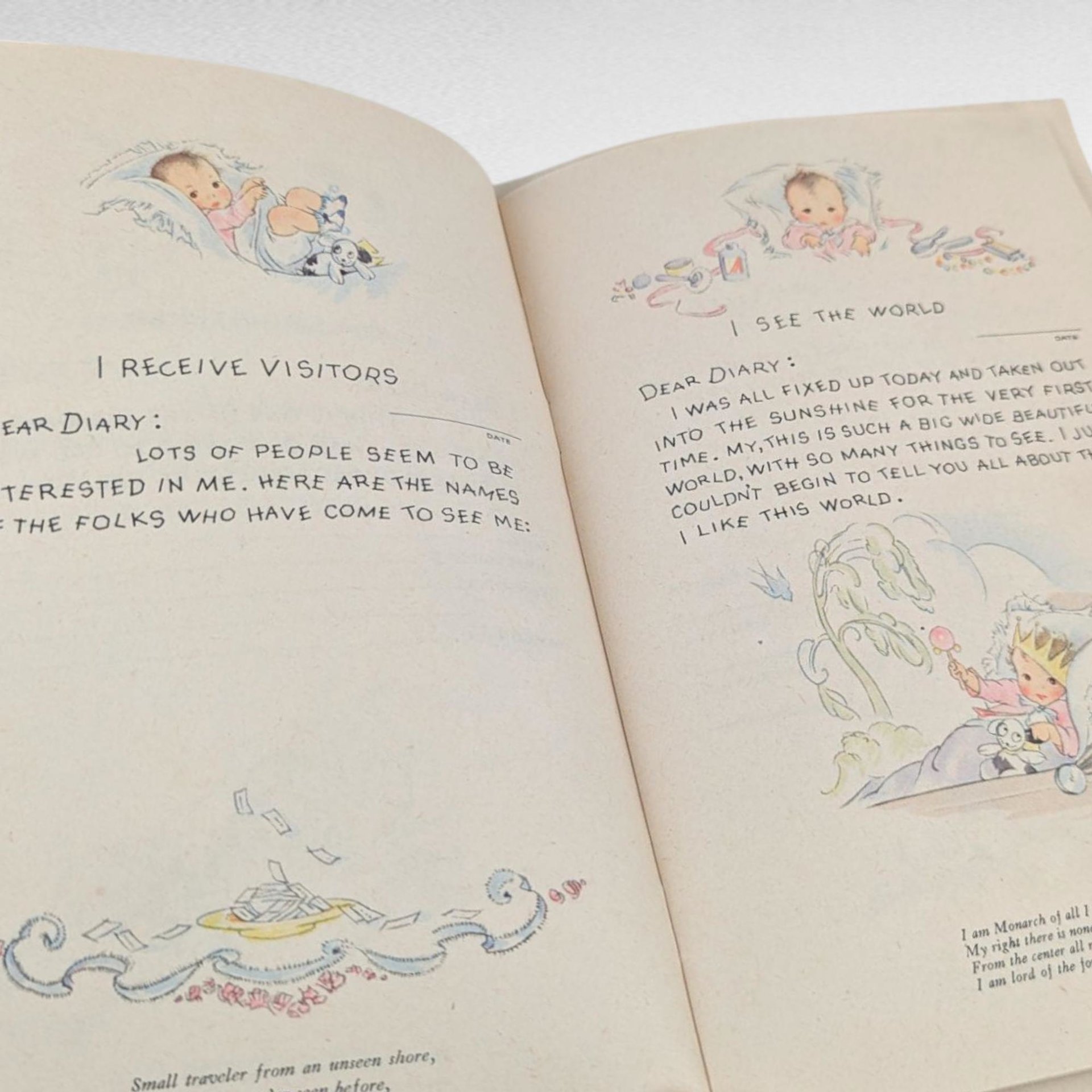 Vintage Baby Diary Memory Book, Mid Century Jeweler Advertisement, Softcover Keepsake Journal, 1930s Baby Shower Gift, Nursery Ephemera