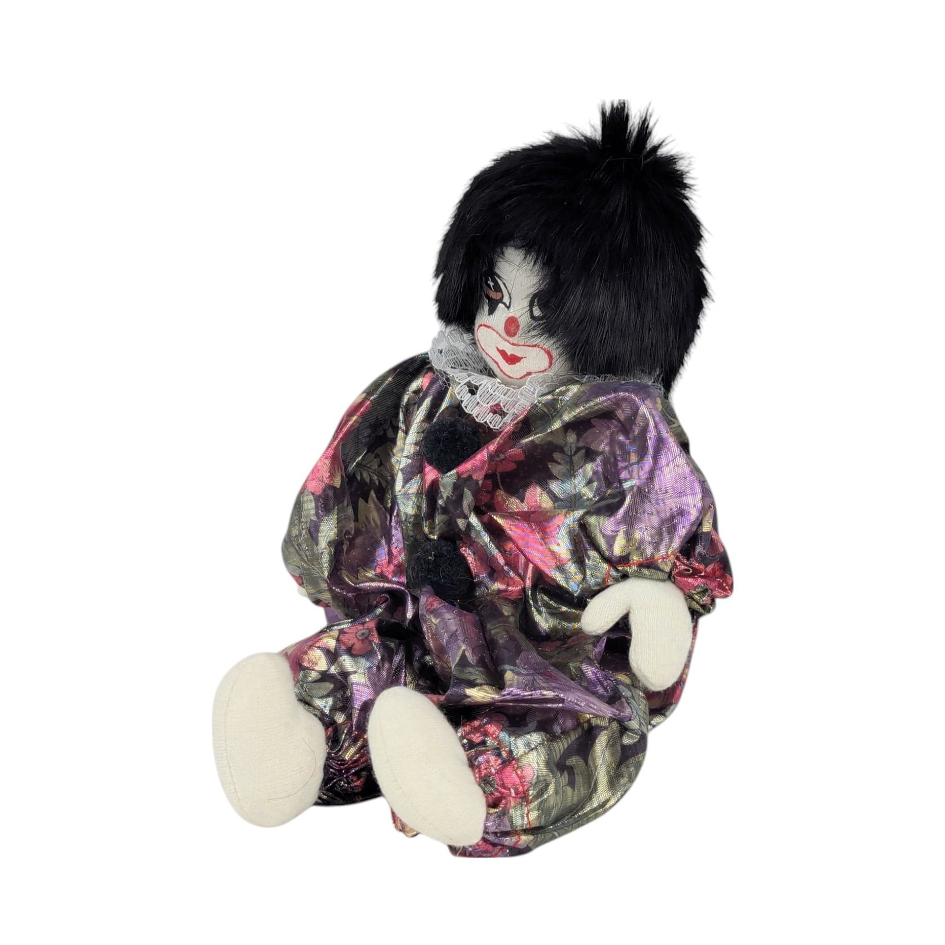 Vintage Soft Clown Doll, 6 Inch Height, Fabric Clown with Black Hair, Collectible Clown, Vintage Toy, Decorative Clown