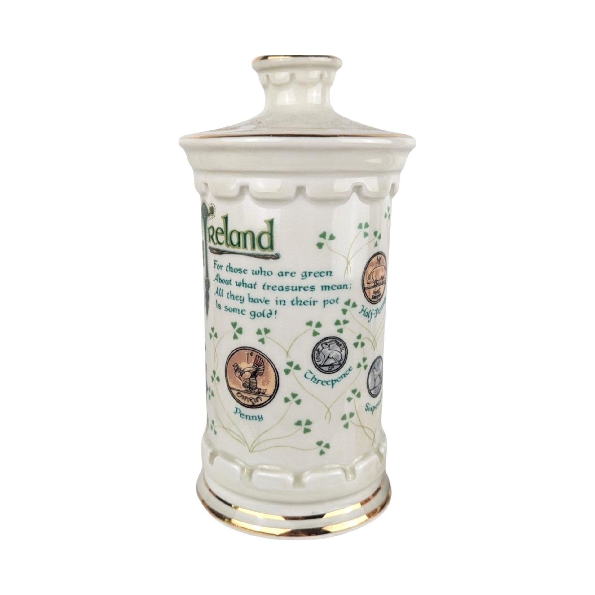1979 Old Commonwealth The Coins of Ireland Decanter, Irish Whiskey Decanter, Leprechaun Decor, Collectible Decanter, Vintage Barware
