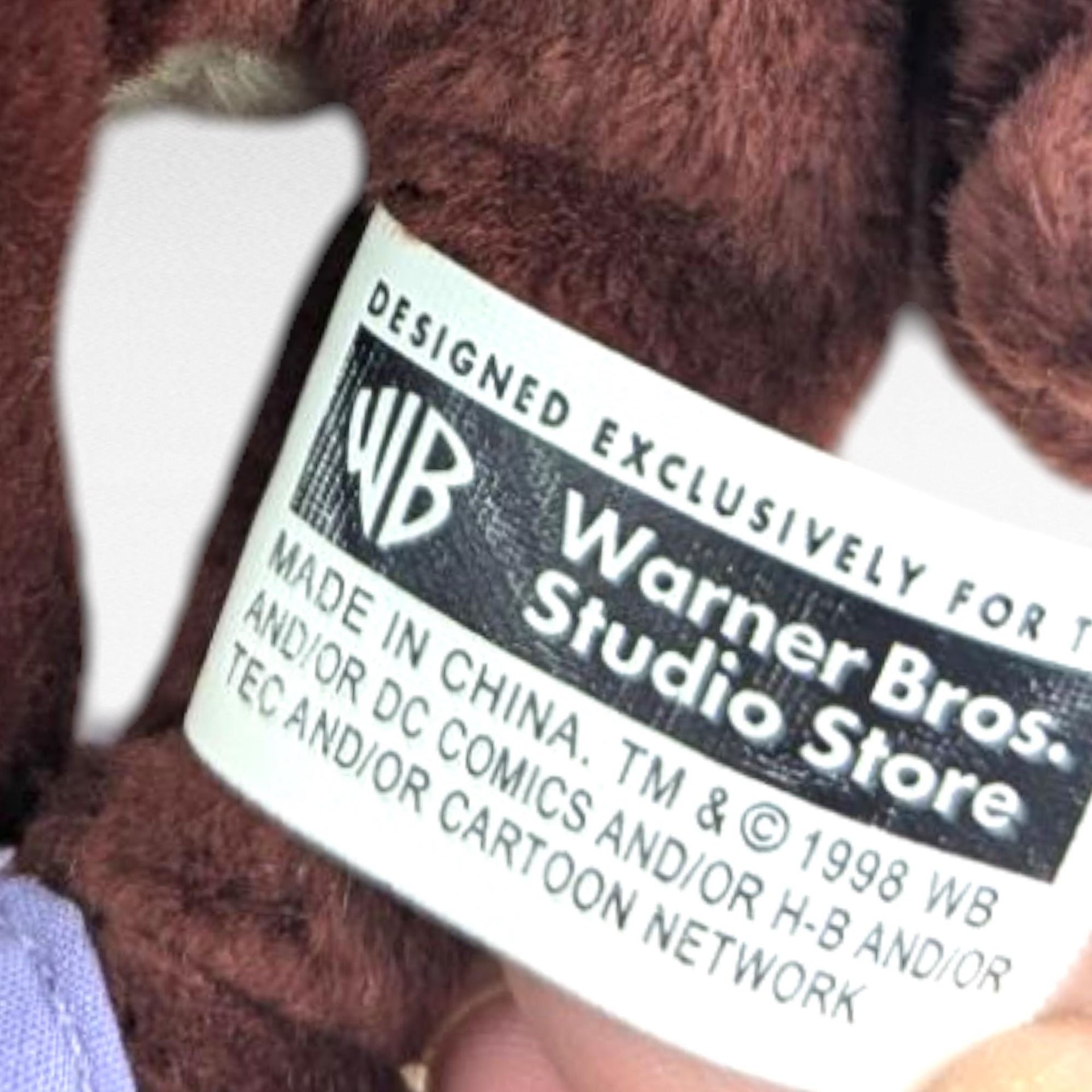 Vintage 1998 Tasmanian She-Devil Plush, Warner Bros Looney Tunes Bean Bag, Collectible 90s Cartoon Character Toy with Tag
