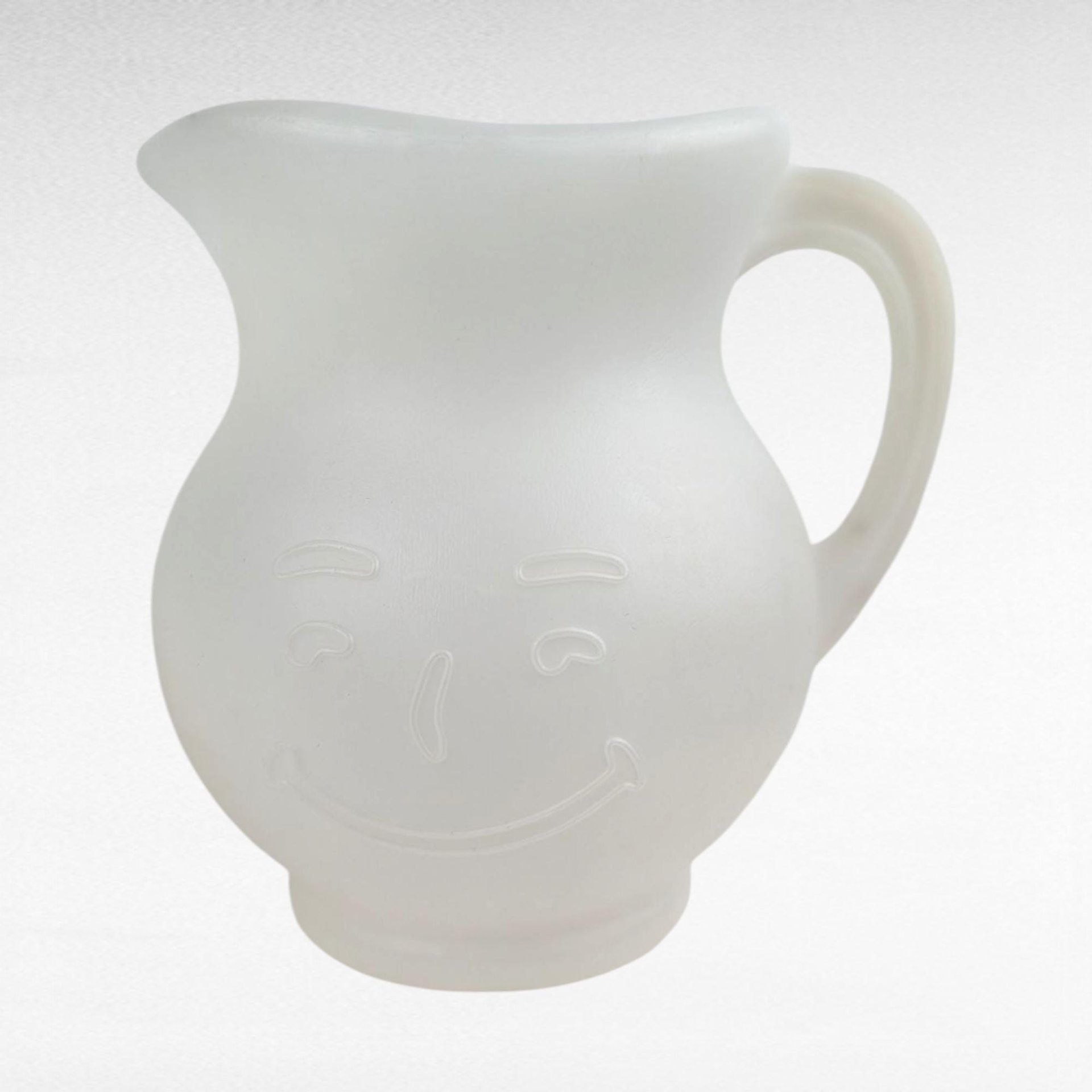 Vintage Kool-Aid Man Pitcher Set, 4 Matching Mugs, Wacky White Plastic Drinkware, 1980s Kitchen Nostalgia