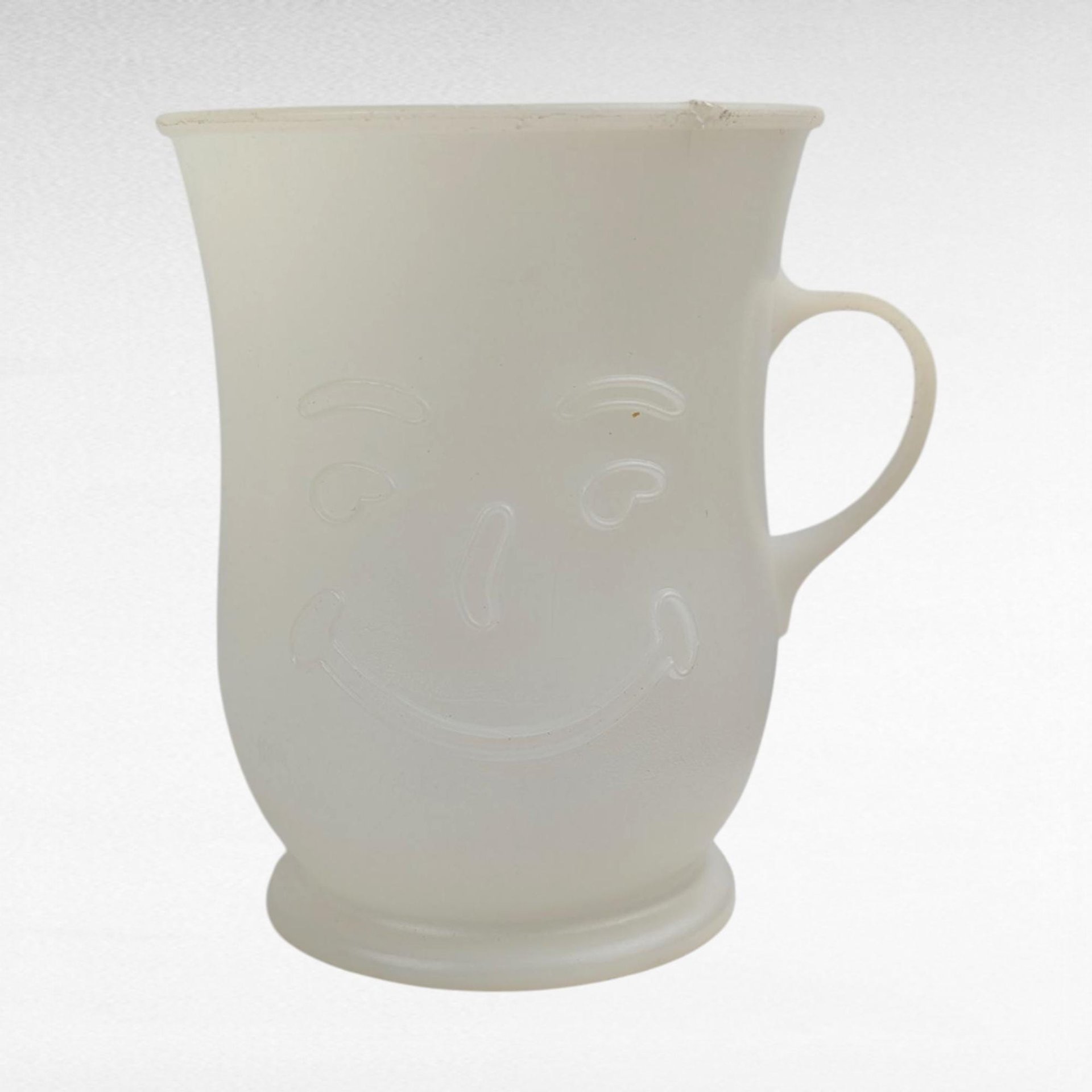 Vintage Kool-Aid Man Pitcher Set, 4 Matching Mugs, Wacky White Plastic Drinkware, 1980s Kitchen Nostalgia
