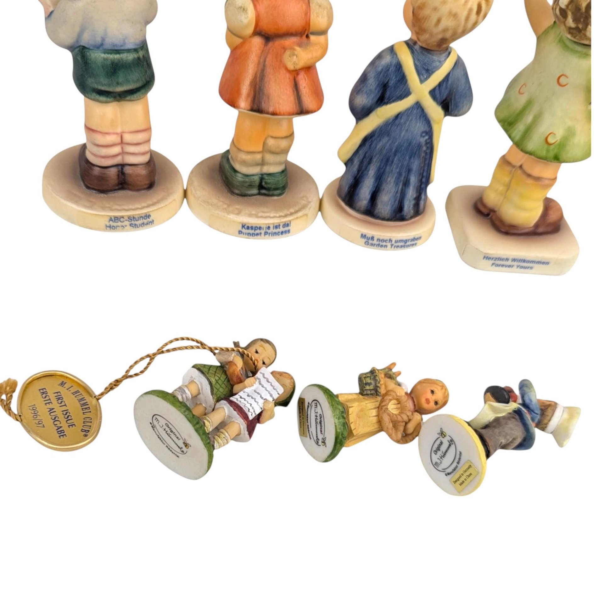 Vintage Hummel Figurine Set, 8 Piece Collection, Miniatures, "We Congratulate" Tin, Gift for Collector, Hummel Lovers
