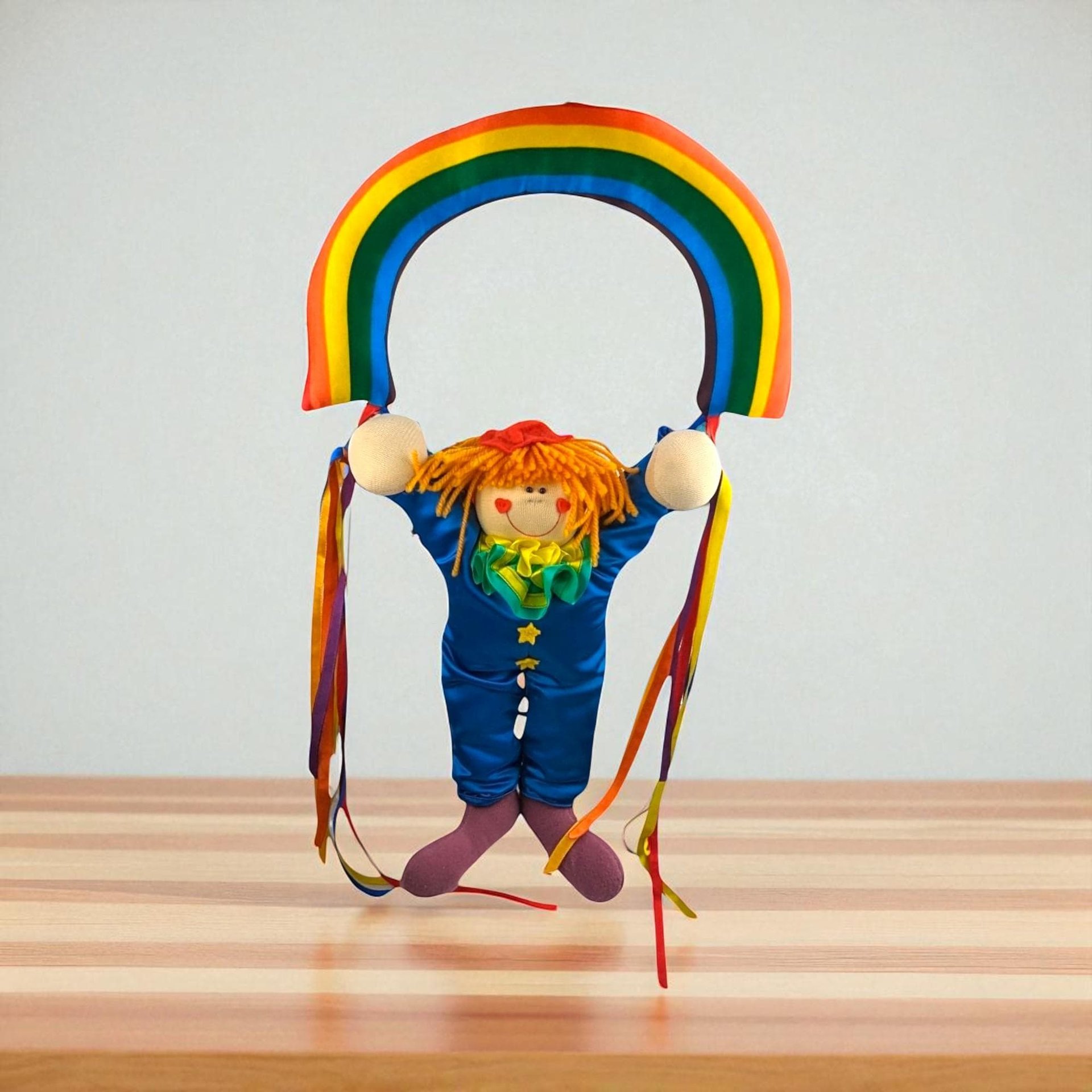 Vintage 1984 Dakin Plush Clown Rainbow Wall Hanging | Nursery Decor | Children's Room Decor | 80s Toy | Clown Collectible