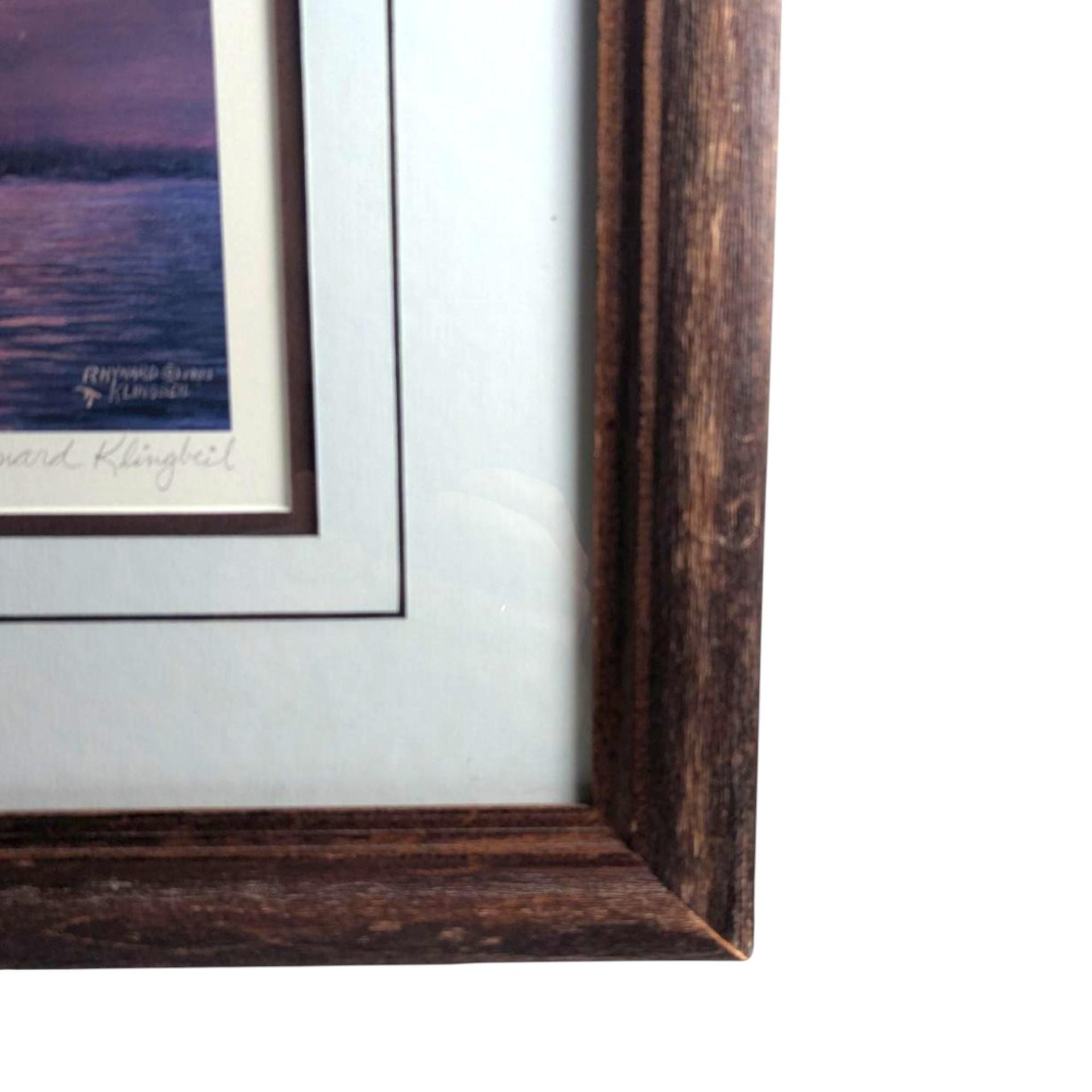 Vintage "Mallards at Sunset" Signed & Numbered Print by Rhynard Klingbeil, Framed Wildlife Art, Duck Decor, Nature Gift
