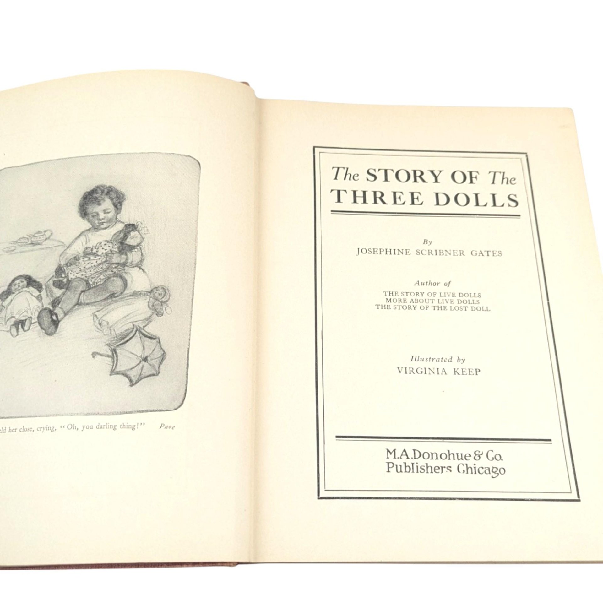 1905 Antique Children's Book, The Story of The Three Dolls, Illustrated by Virginia Keep, Josephine Scribner Gates, Hardcover, M.A. Donohue