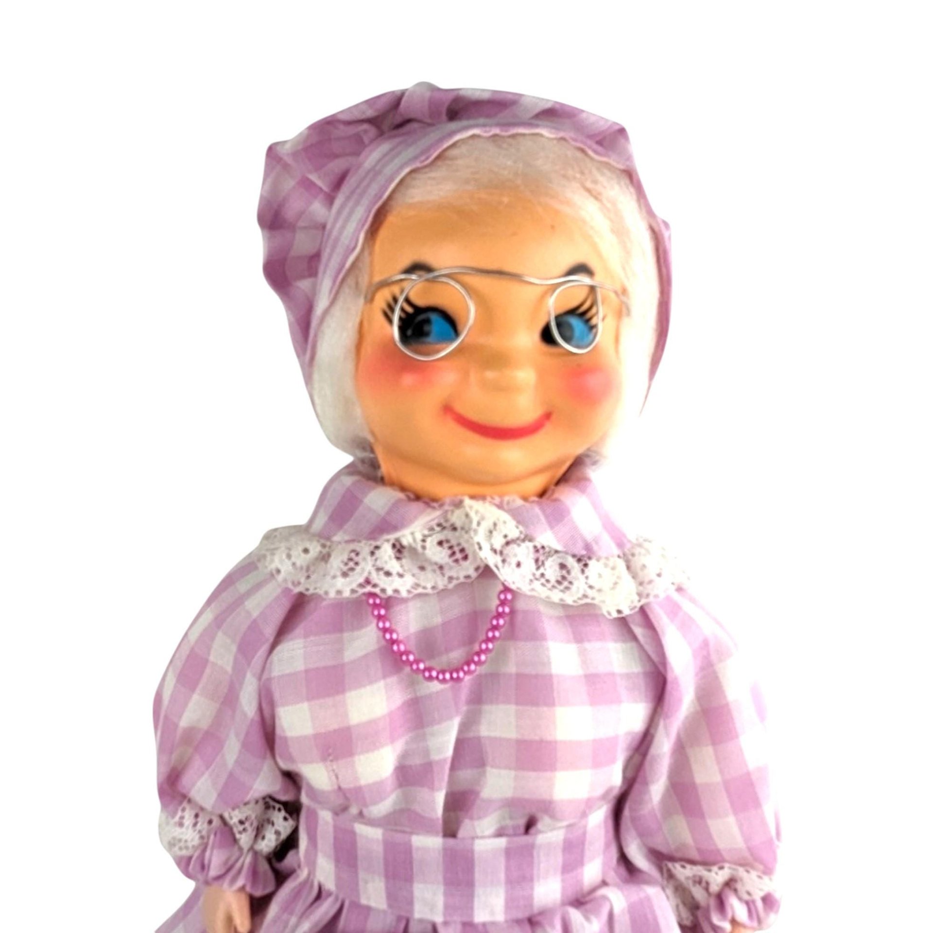 Vintage Handmade Soap Bottle Granny Doll with Glasses - 12" Folk Art Doll - Unique Gift - Whimsical Home Decor