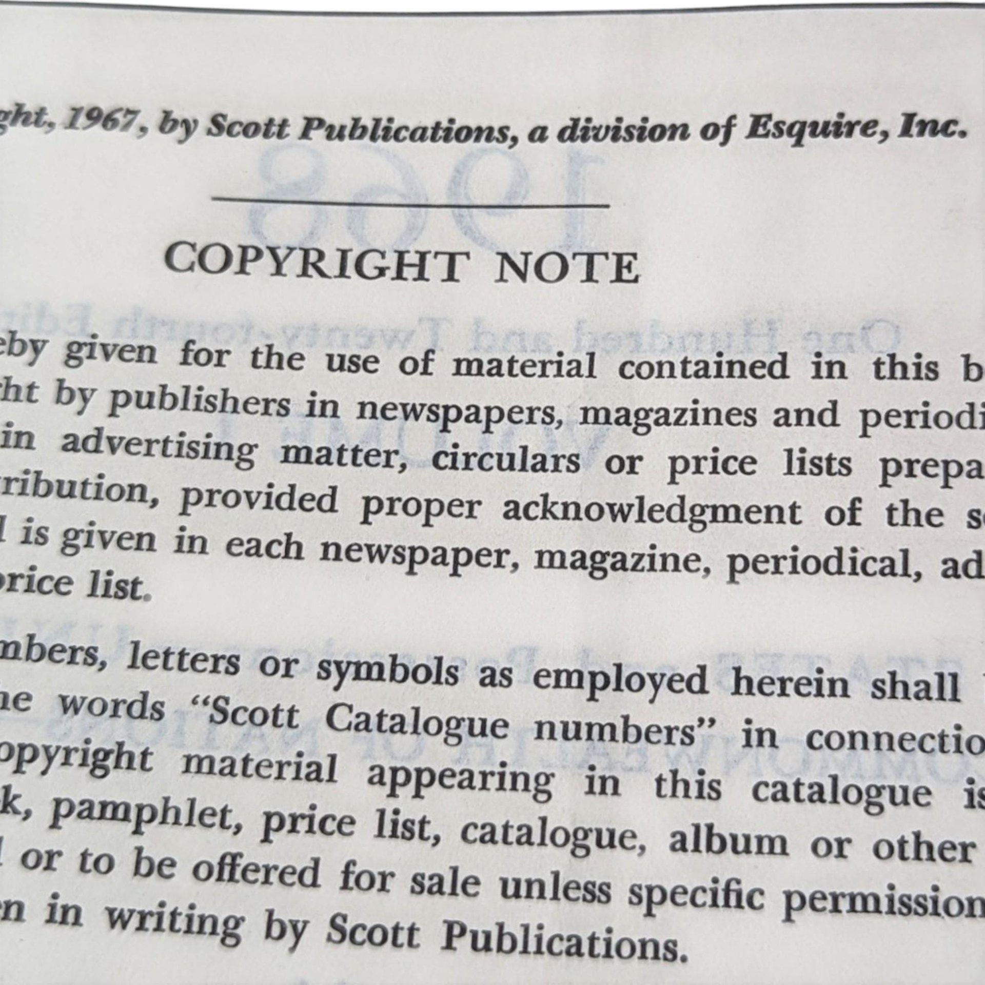 1968 Scott Standard Stamp Catalogue Vol. 1: Philately Reference