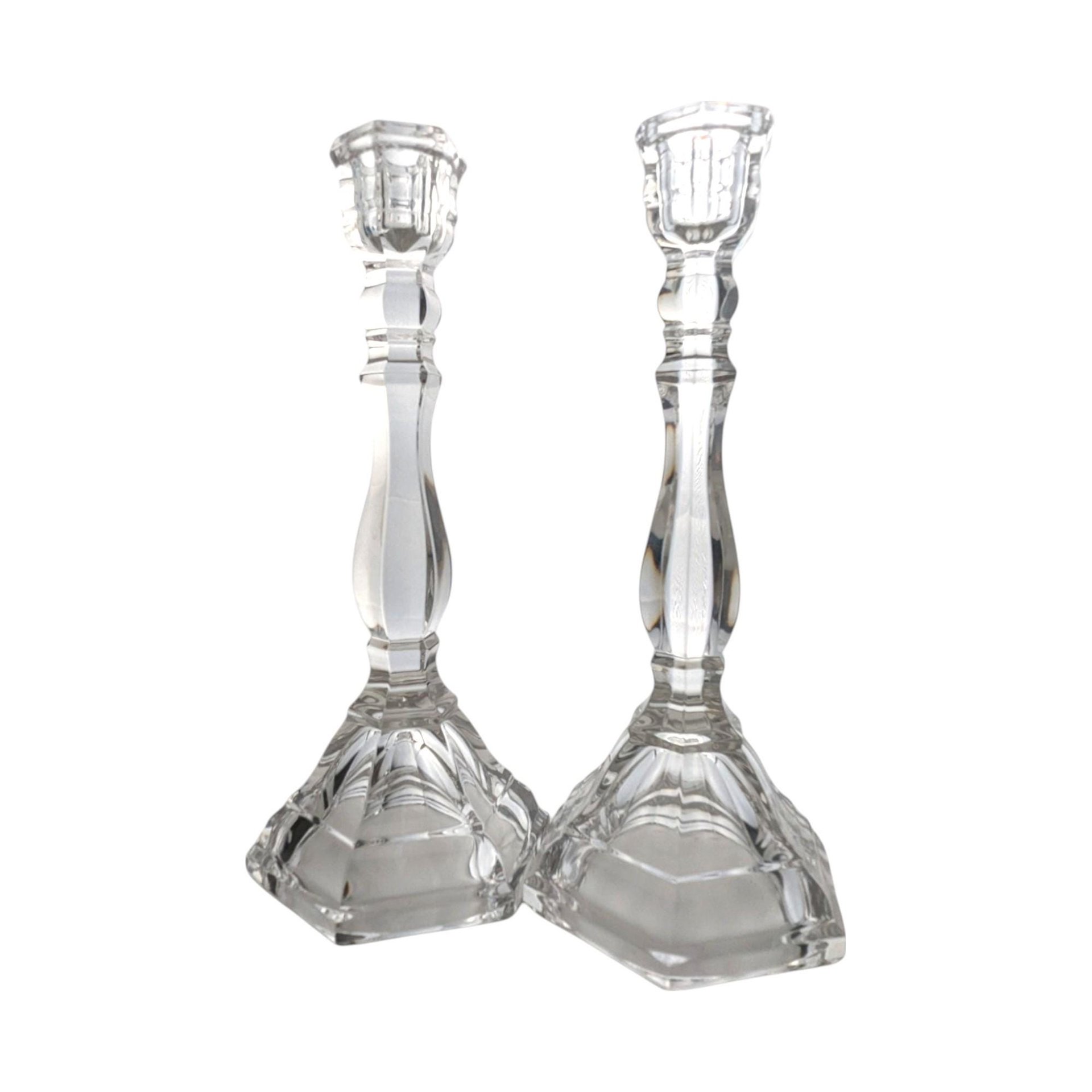 Vintage Tiffany & Co. Crystal Hampton Candlesticks | Pair of Crystal Candle Holders | Elegant Home Decor | Wedding Gift | Anniversary Gift