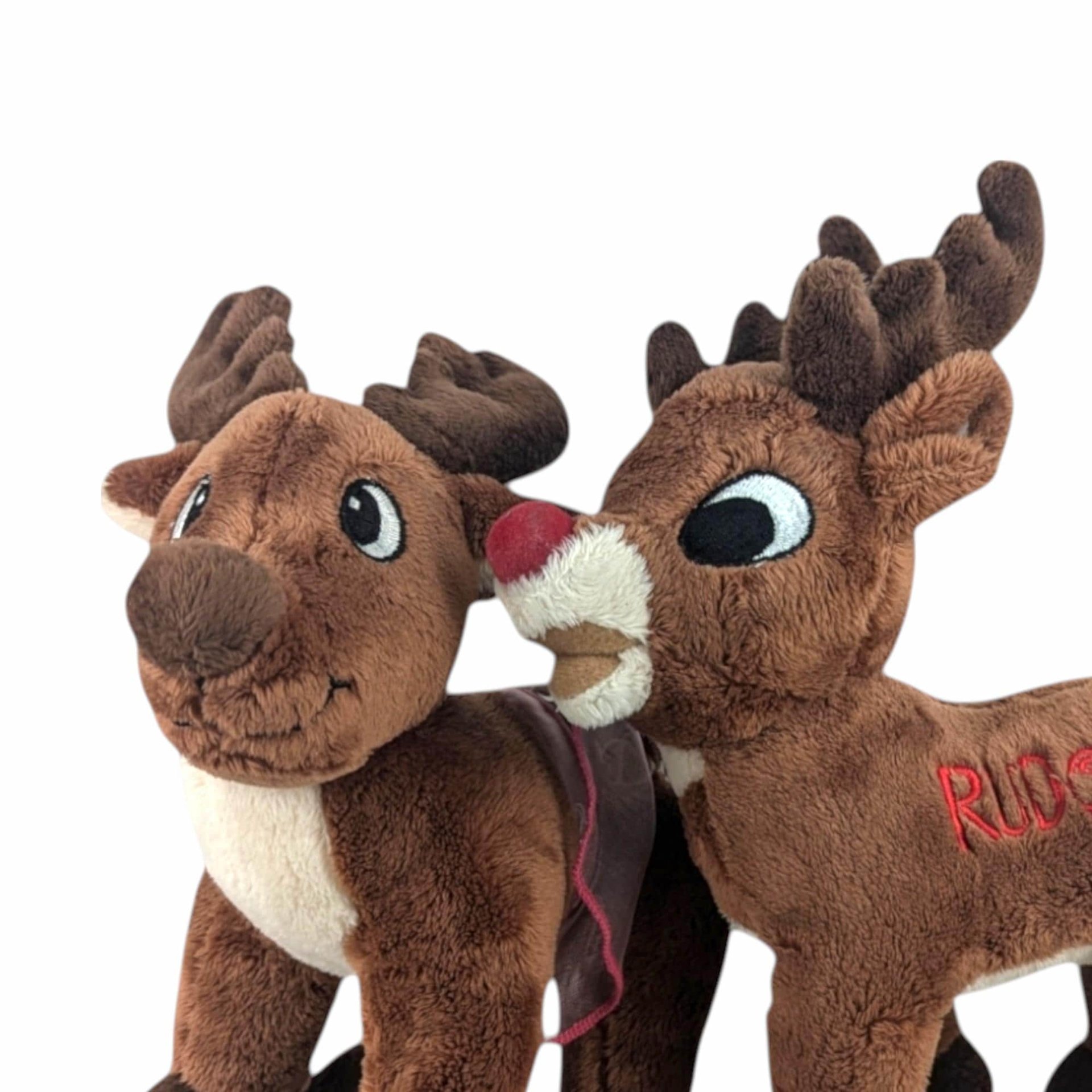 Vintage Dandee Rudolph & Dancer Plush Set, Christmas Holiday Decor, Nostalgic Plush Toys, Gift for Rudolph Fan