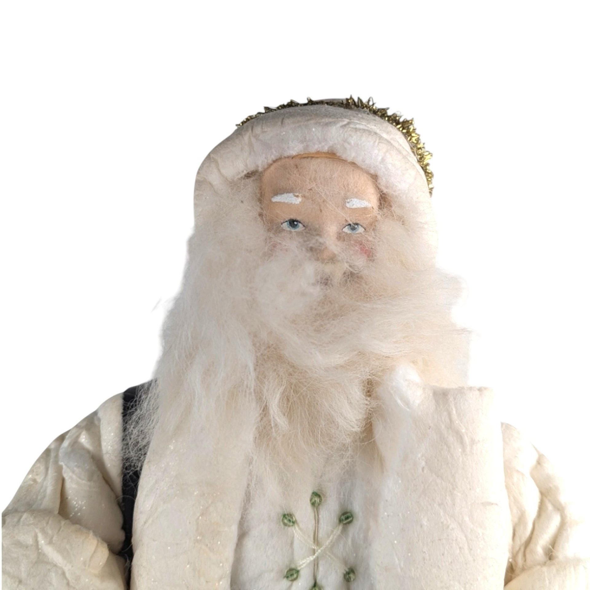 Vintage White Santa with Lambs Figure, 16.5" Cream Santa Claus Figurine, Holiday Decor, Christmas Gift, Mantel Display, Vintage Christmas