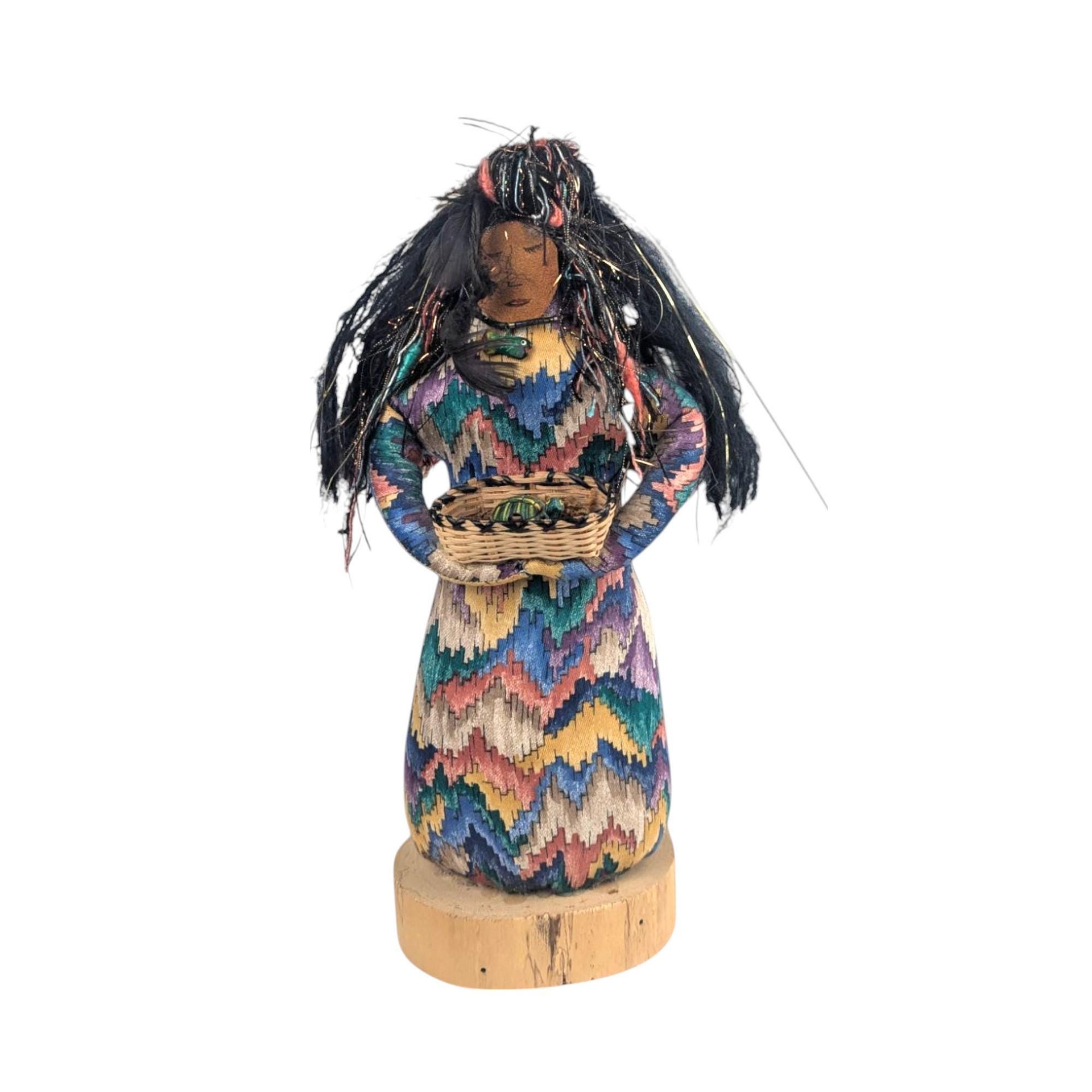 Patty Kune Handmade Folk Art Doll: Native American Inspired Decor
