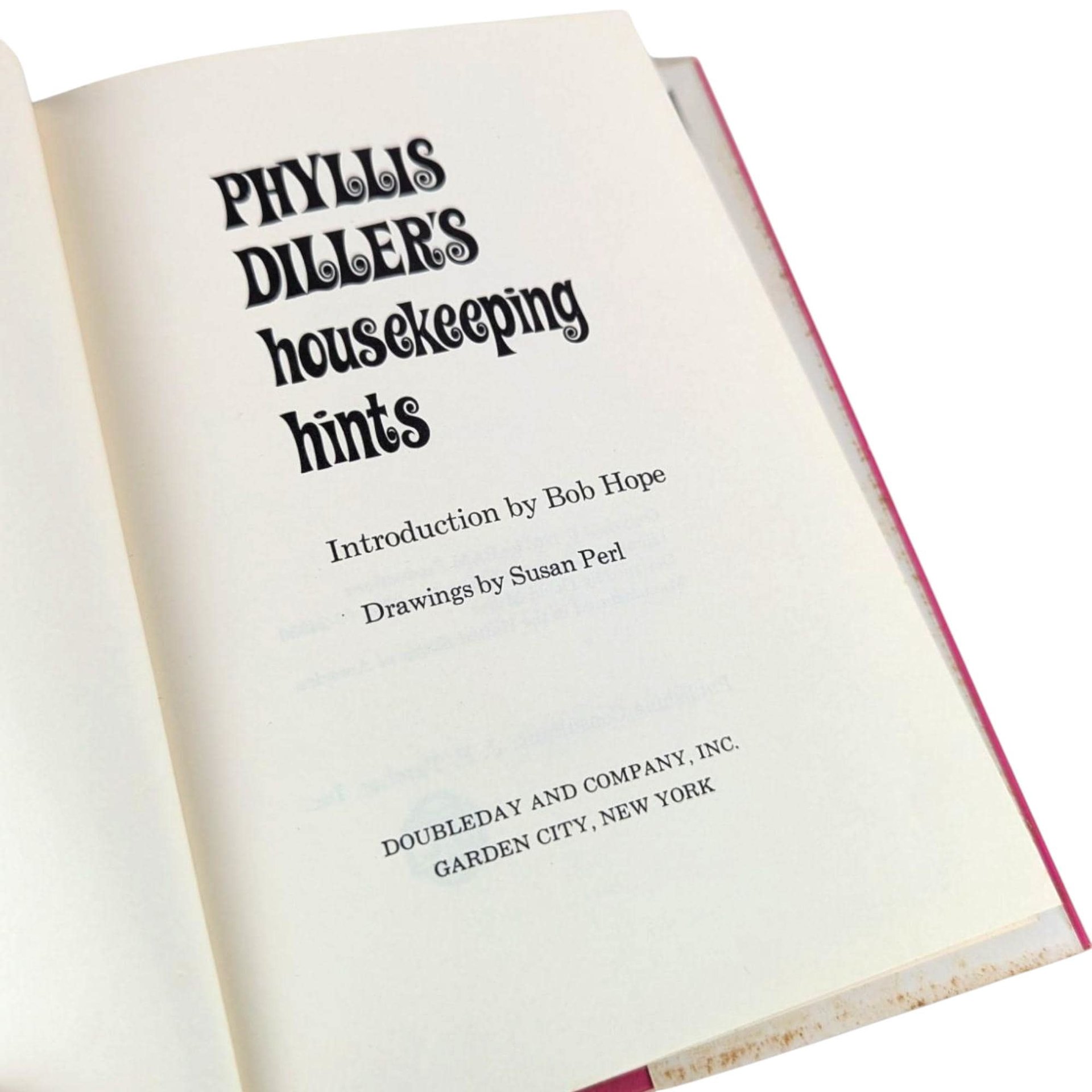 1966 Phyllis Diller's Housekeeping Hints, Hardcover Book, Comedy Humor, Vintage Cookbook, Celebrity Book, Bob Hope Intro, Susan Perl Art