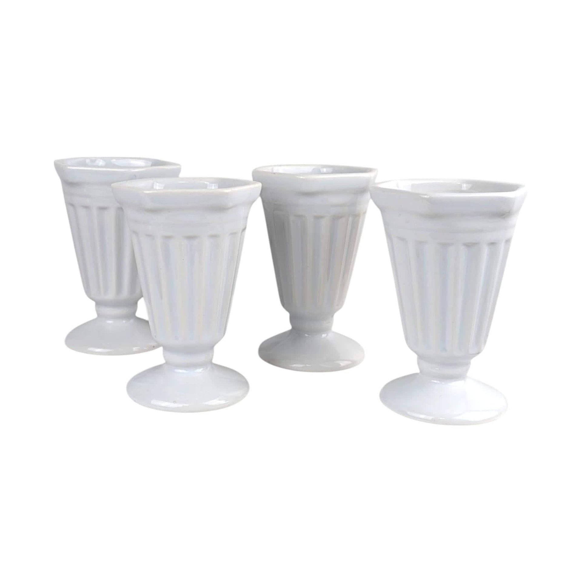 Vintage Smuckers Ceramic Ice Cream Cups: Collectible Sundae Dishes, Set of 4