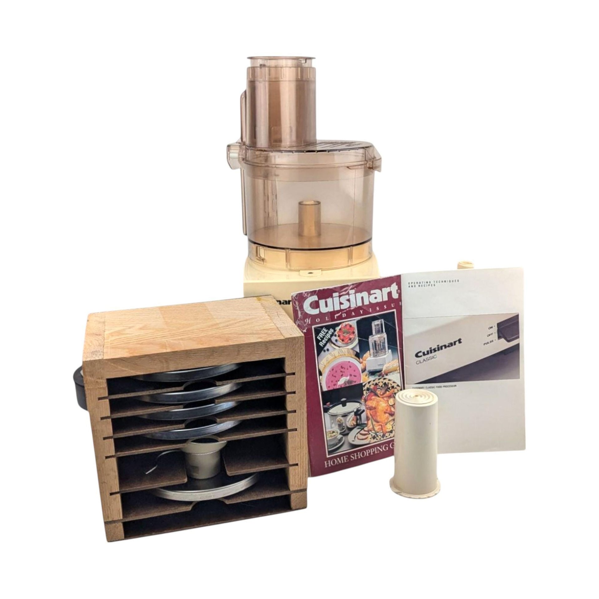 Vintage Cuisinart DLC 100 Food Processor Set: Wood Blade Caddy/ Manual