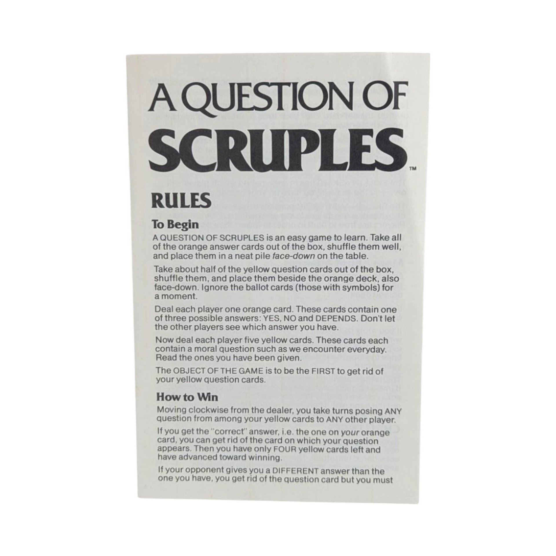 1984 High Game A Question of Scruples, Complete Vintage Board Game, Ethical Dilemma Game, Party Game, Conversation Starter
