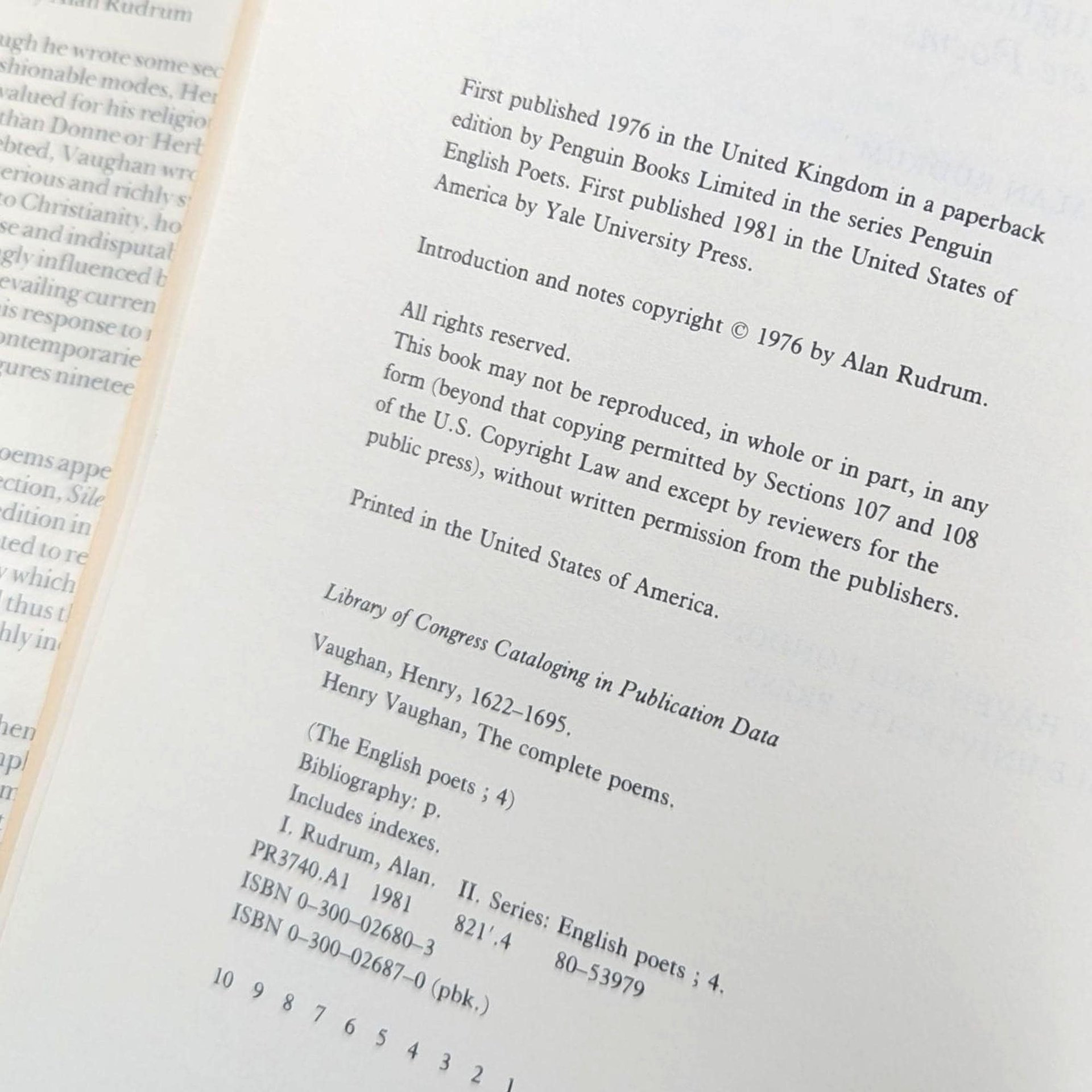 Henry Vaughan: Complete Metaphysical Poems, The English Poets Series