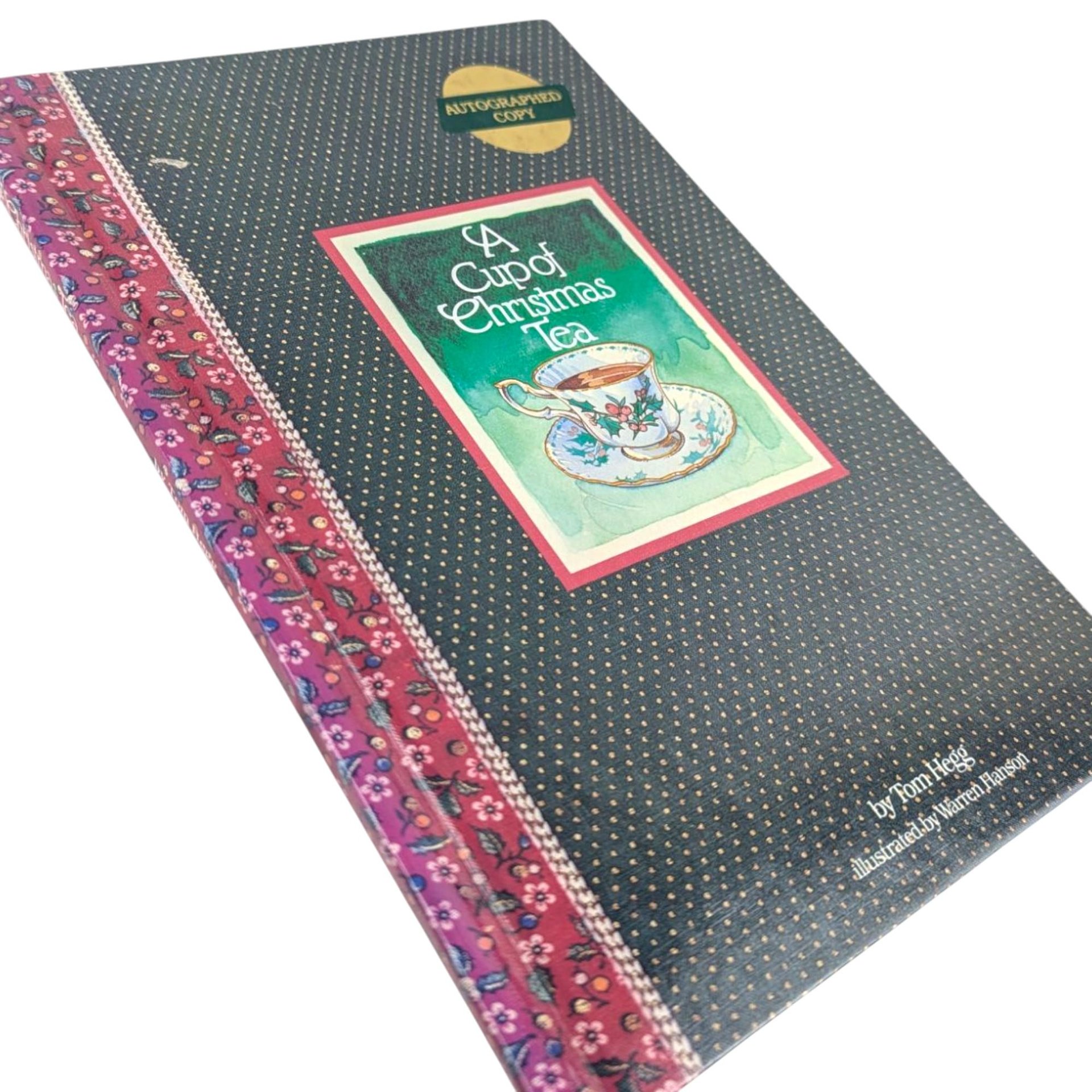 1982 Autographed A Cup of Christmas Tea Book, Tom Hegg, Warren Hanson Illustration, Signed Book, Holiday Story, Collectible Christmas Book