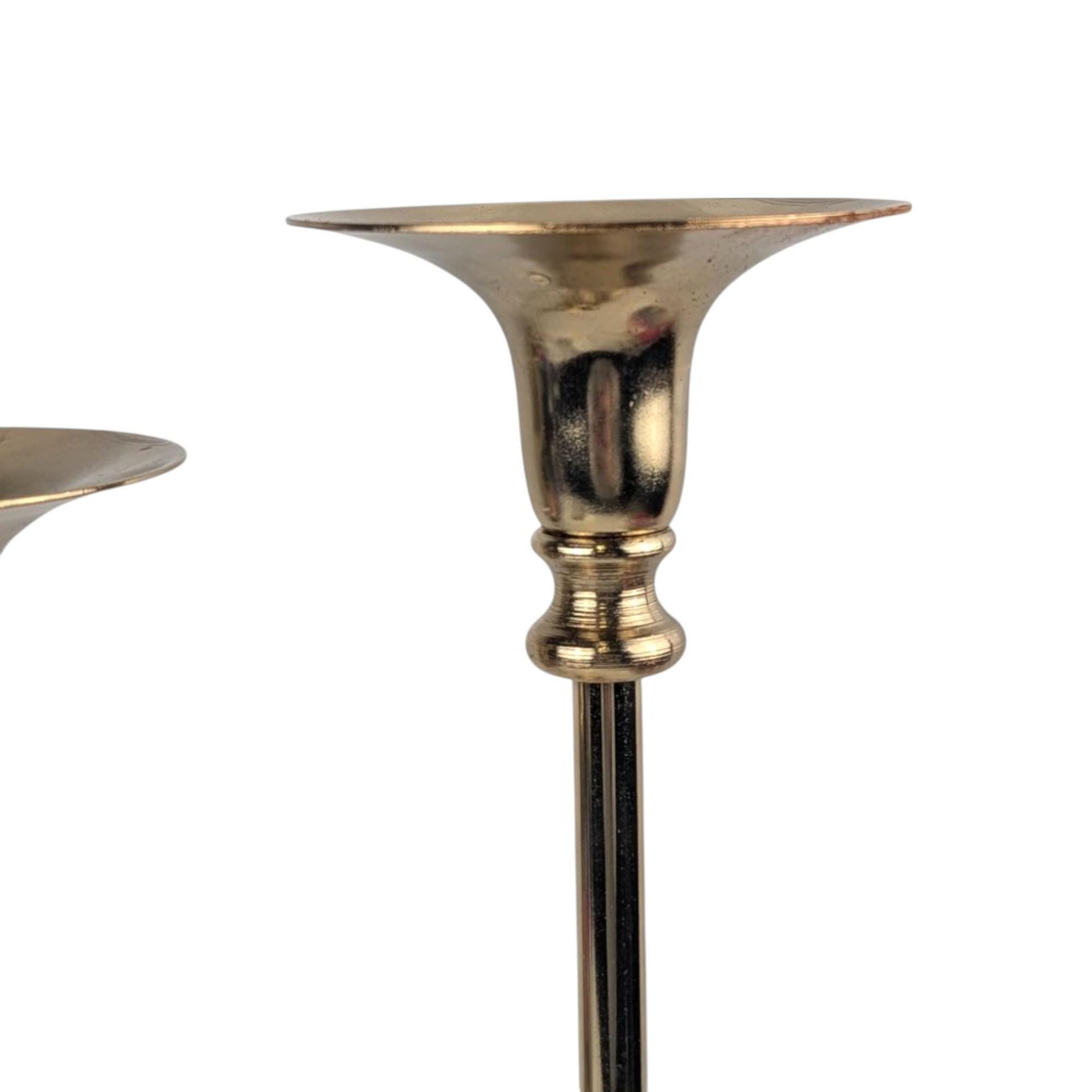 Vintage Brass Double Taper Candle Holder: Mid-Century Modern Candlestick