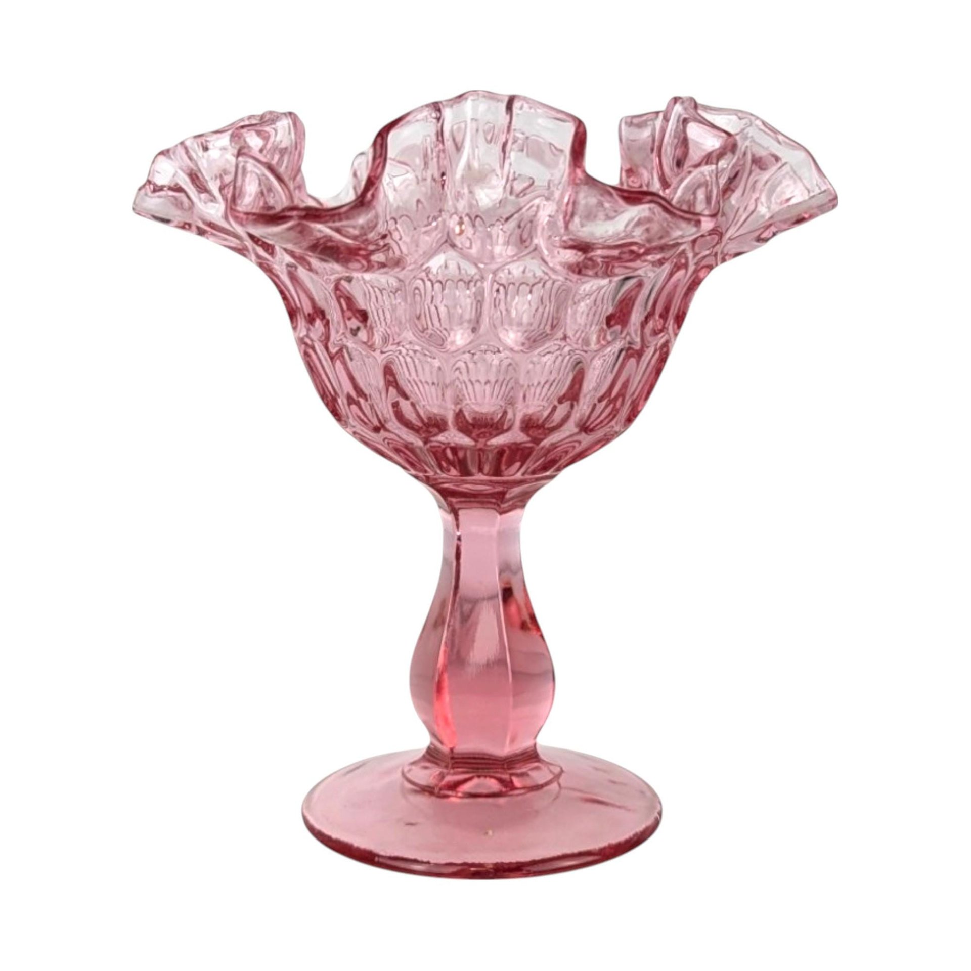 Vintage Fenton Cranberry Thumbprint Ruffled Candy Dish, Glass Compote, Pedestal Dish, Collectible Glassware, Home Decor, Centerpiece