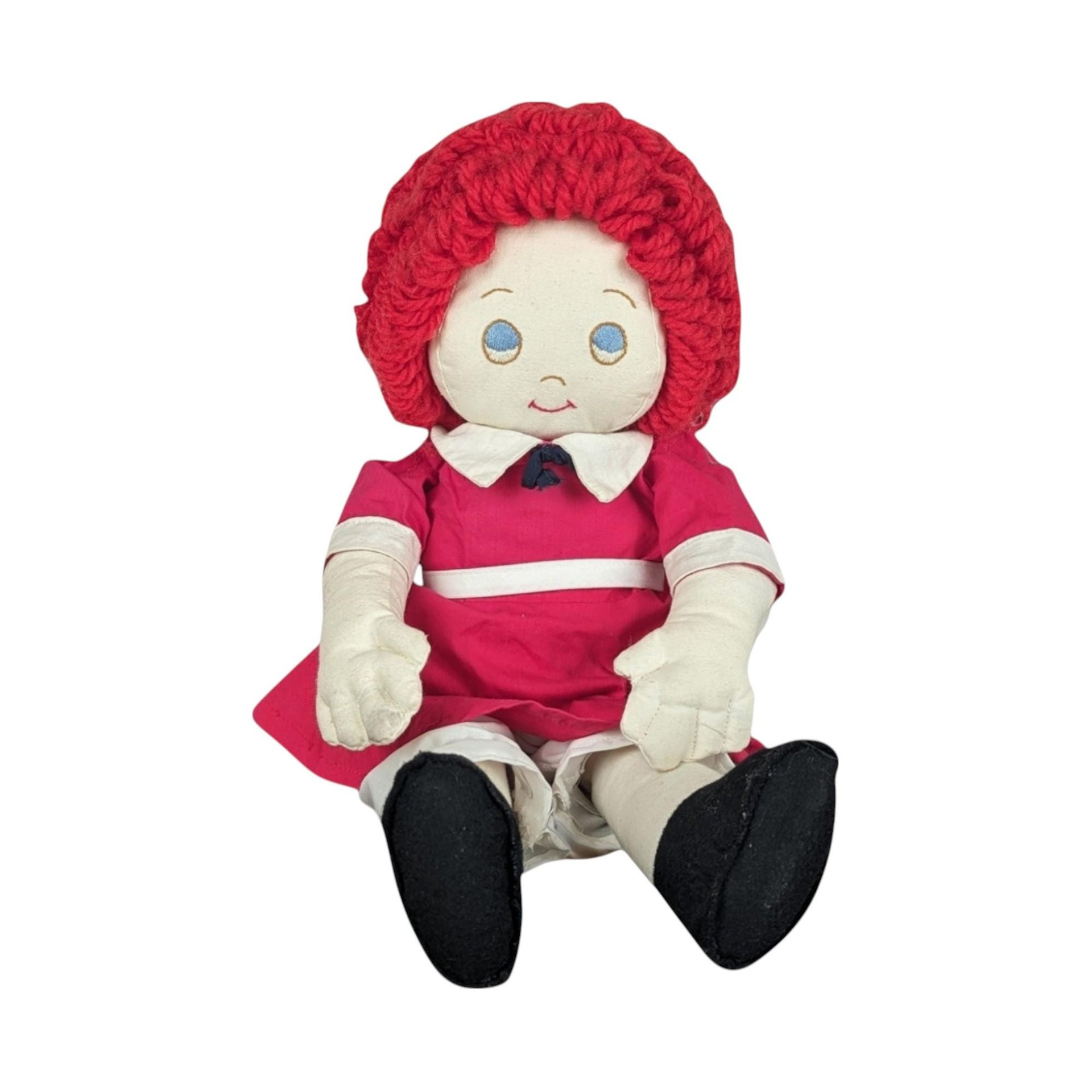 Vintage Little Orphan Annie Plush Doll, 17 Inch Rag Doll, Collectible Doll, Red Hair Doll, Nostalgic Toy