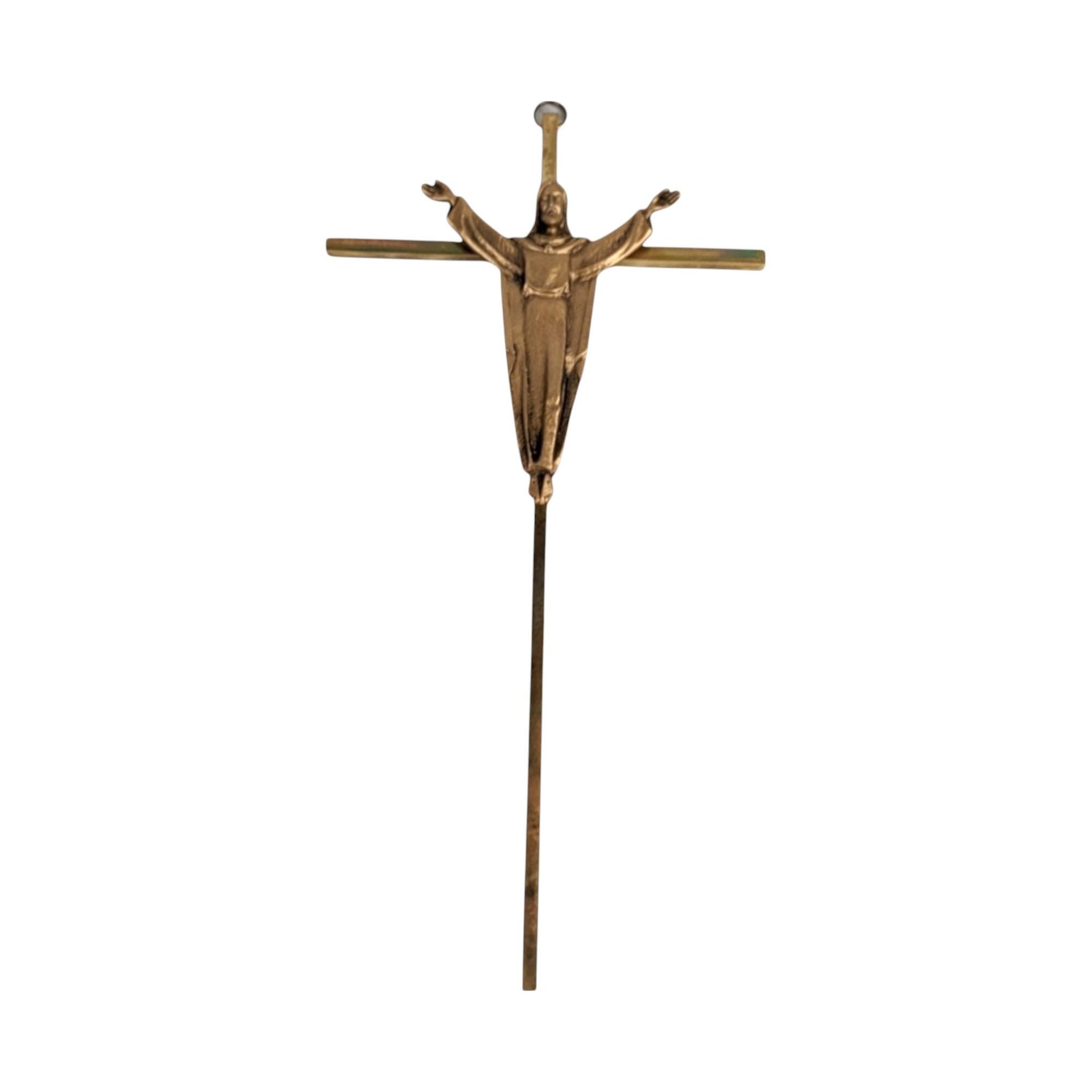 Vintage Metal Crucifix Wall Hanging - Religious Home Decor - Wall Cross - 10 Inch