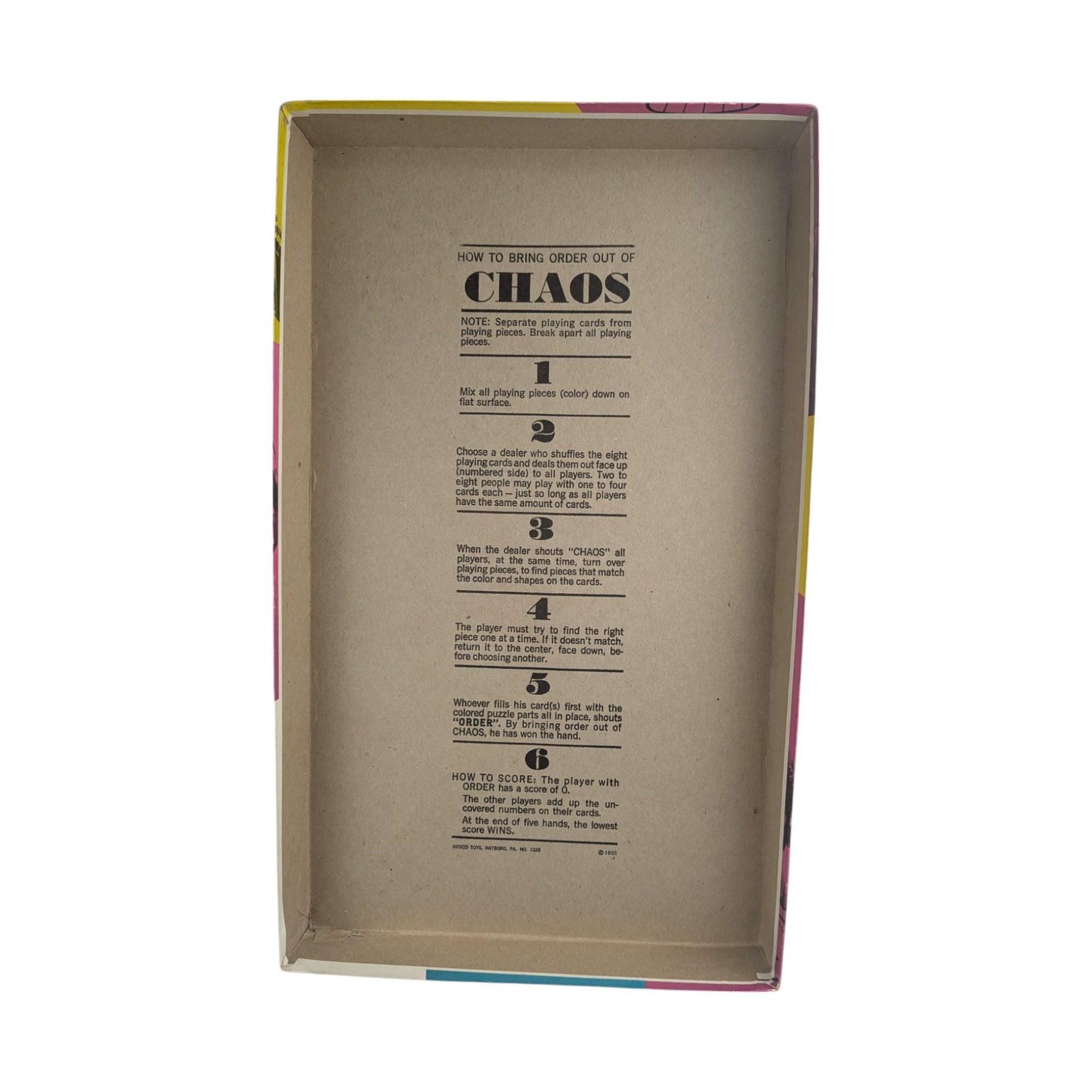 Vintage 1965 Amsco Chaos Card Game: Mid-Century Family Puzzle