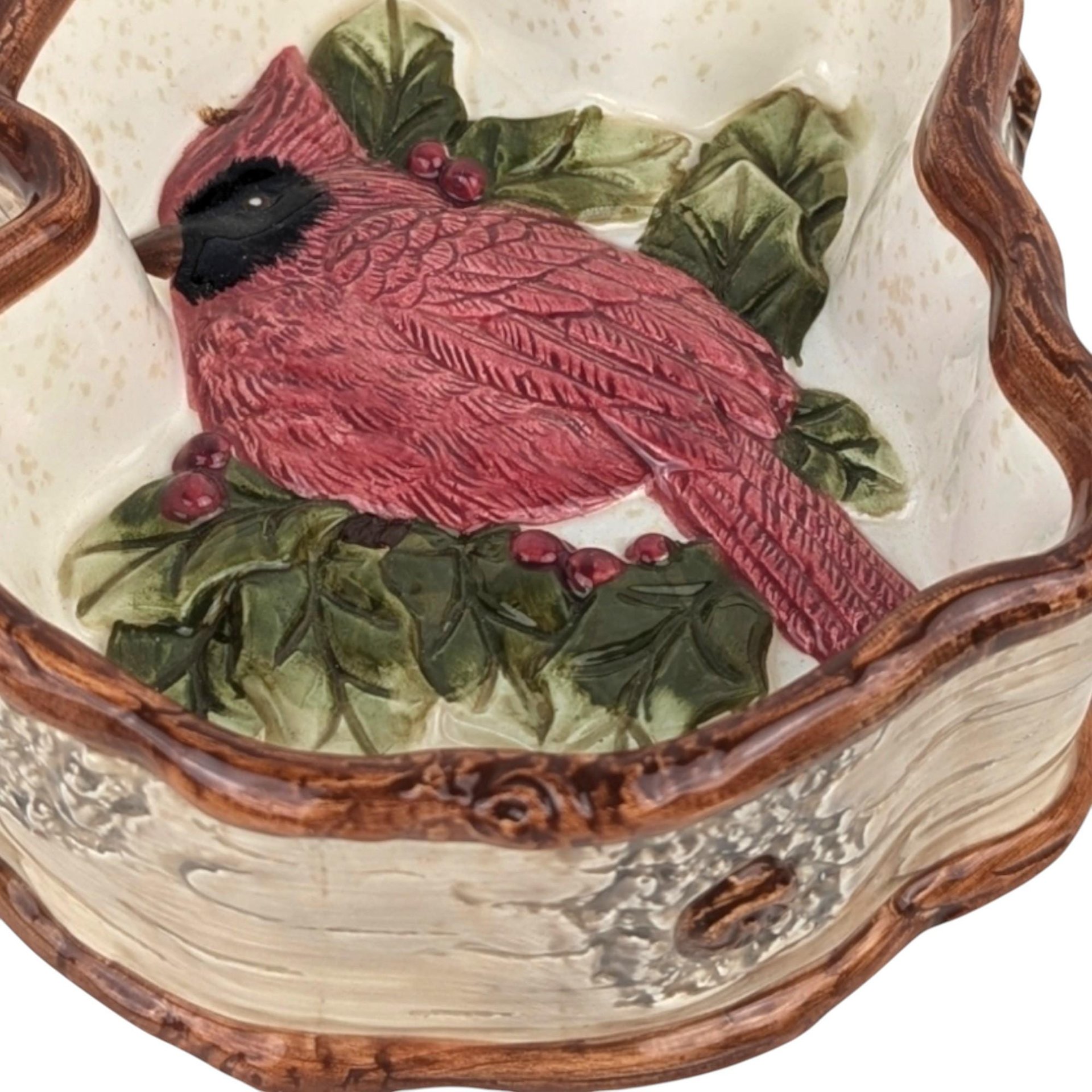 1999 St. Nicholas Square Cardinal Candy Dish, Ceramic Bird Dish, Vintage Holiday Decor, Gift for Bird Lover