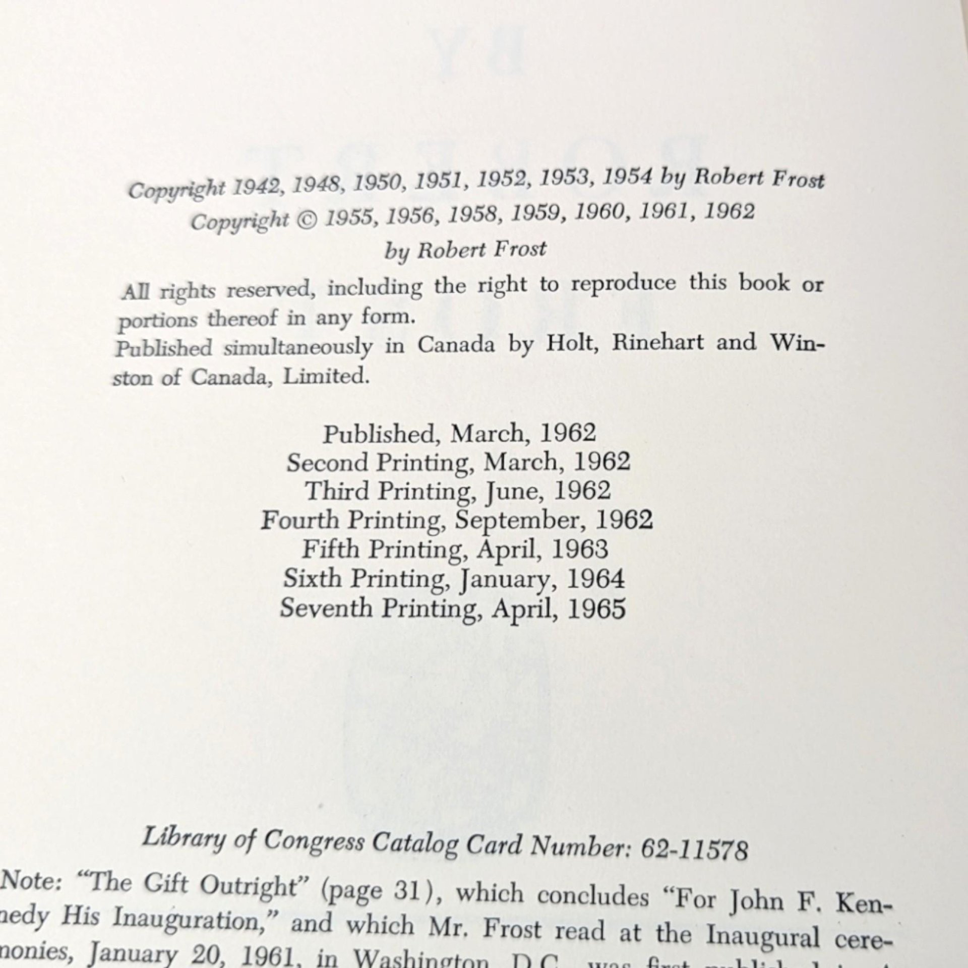 1965 Robert Frost In the Clearing Hardcover Book, Poetry Collectible Gift for Book Lovers