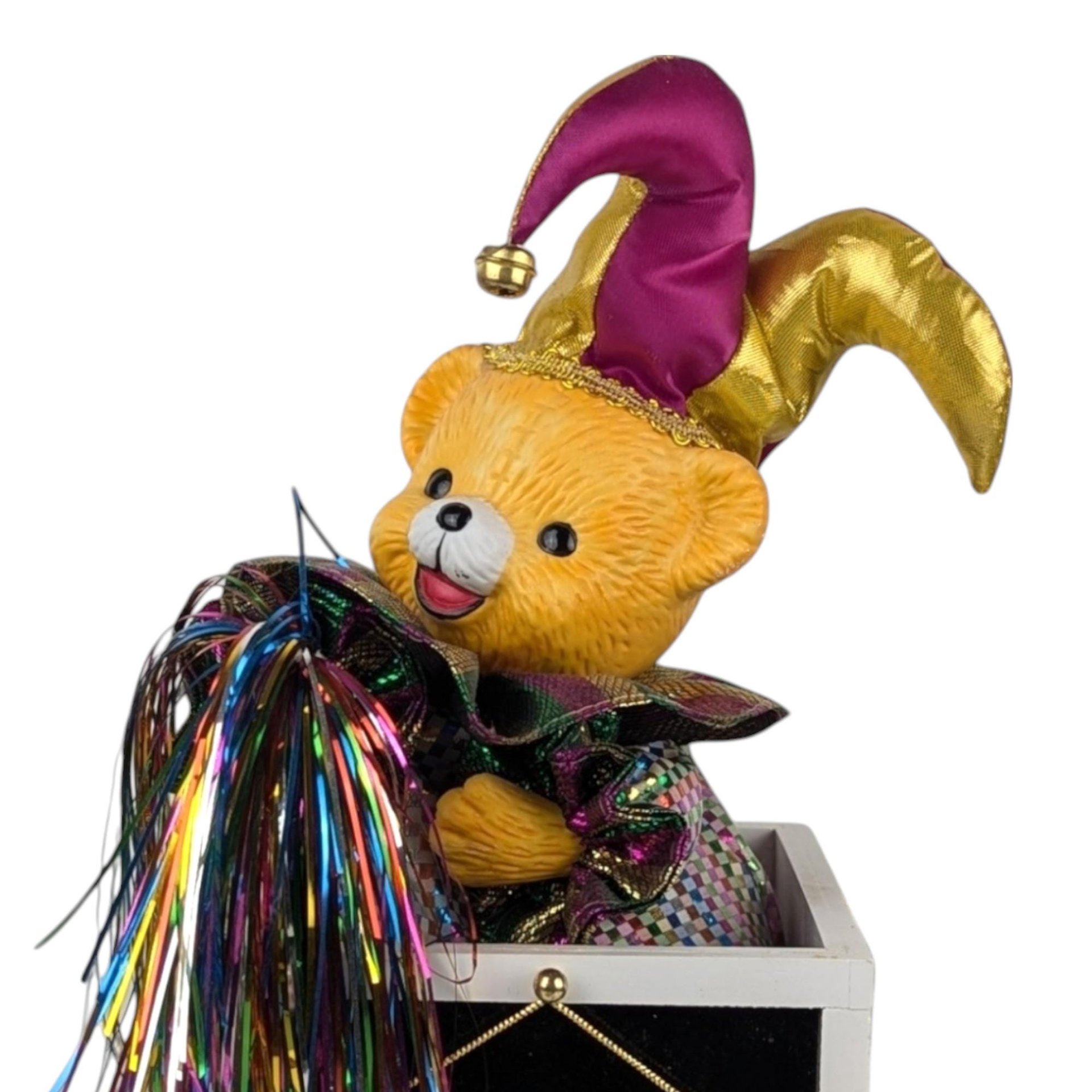 1989 San Francisco Music Box Jester Bear, Vintage Music Box, Animated Jester Bear, Collectible Music Box, Unique Gift, Children's Decor