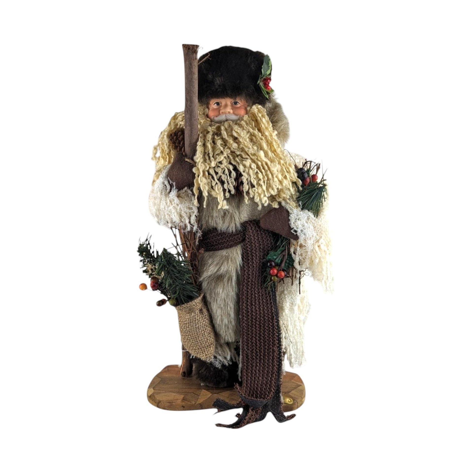 2000 Grandeur Noel 17" Fabric Santa with Box - Vintage Christmas Decor - Holiday Figurine - Collectible Santa Claus