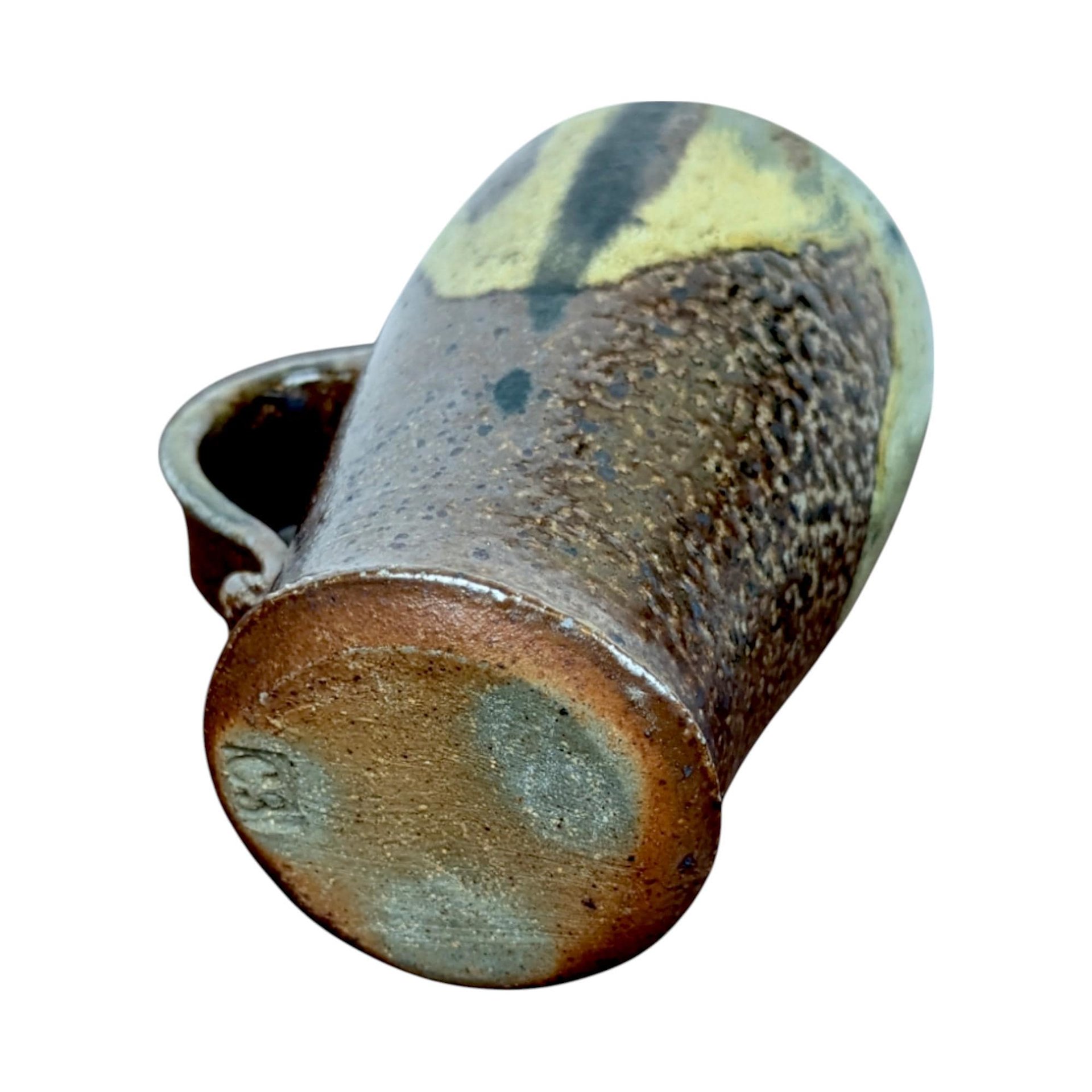 Vintage Handmade Pottery Mug, Studio Pottery, Signed CS, Brown and Tan Glaze, Rustic Coffee Mug