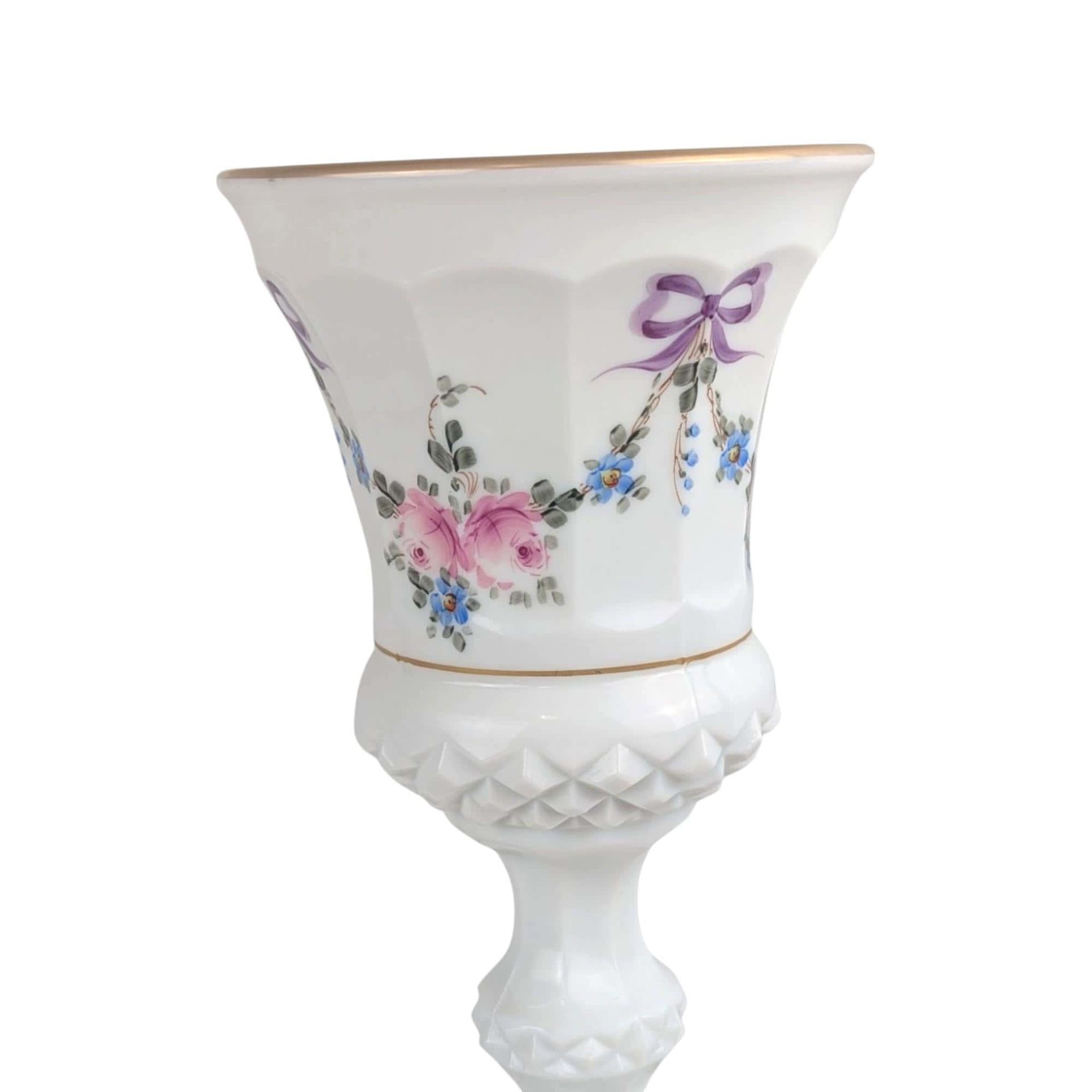 Vintage Westmoreland Roses and Bows Footed Urn with Lid, 12.5" Height, Porcelain Decorative Urn, Elegant Home Decor, Gift for Collector