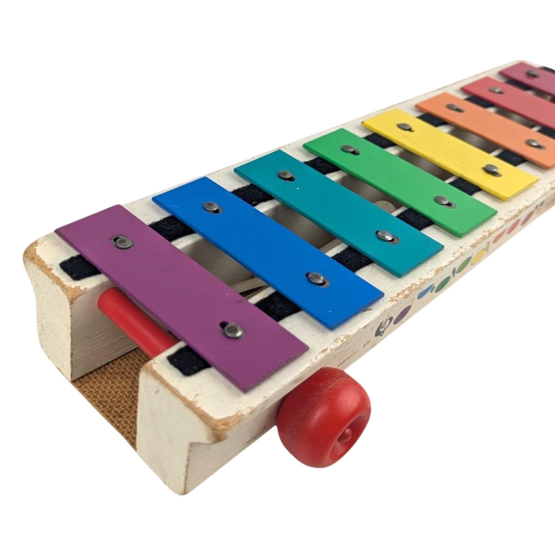 1970s Fisher Price Xylophone, Vintage Pull Toy, Wood Musical Toy, Rainbow Glockenspiel, Classic 70s Kids Toy, Nursery Room Decor