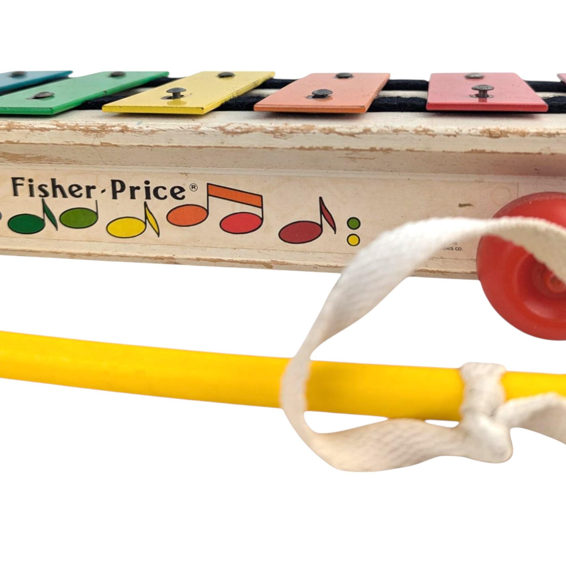 1970s Fisher Price Xylophone, Vintage Pull Toy, Wood Musical Toy, Rainbow Glockenspiel, Classic 70s Kids Toy, Nursery Room Decor