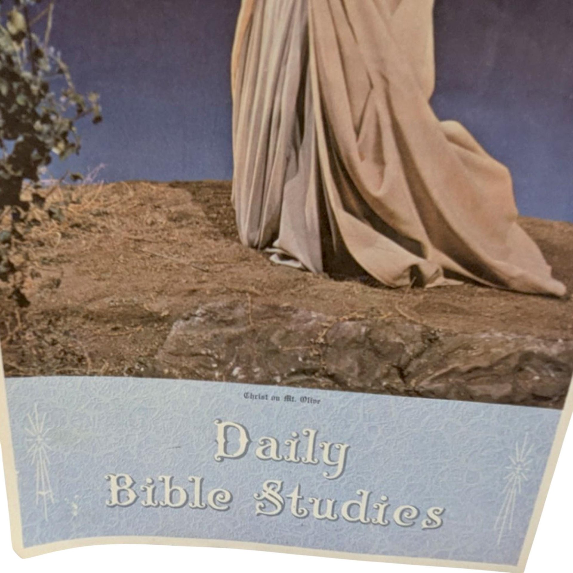 Vintage 1969 Bible Studies Calendar, Jesus in Gethsemane Wall Hanging, Lutheran Church Decor, Christian Religious Art Print
