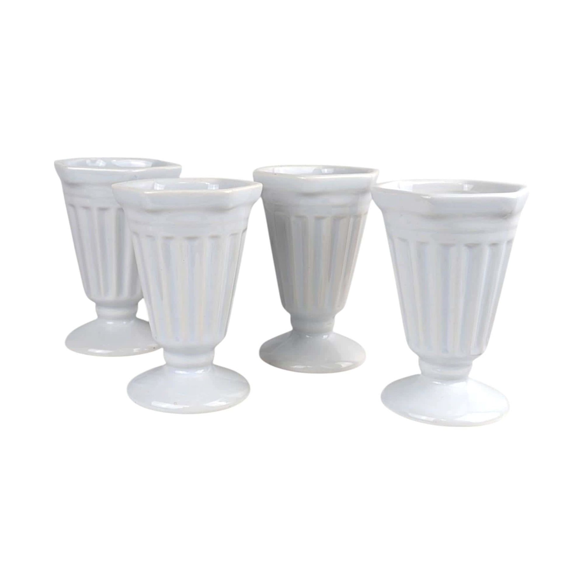 Vintage Smuckers Ceramic Ice Cream Cups, Set of 4, Sundae Dishes, Collectible Kitchenware, Smuckers Memorabilia, Ice Cream Party