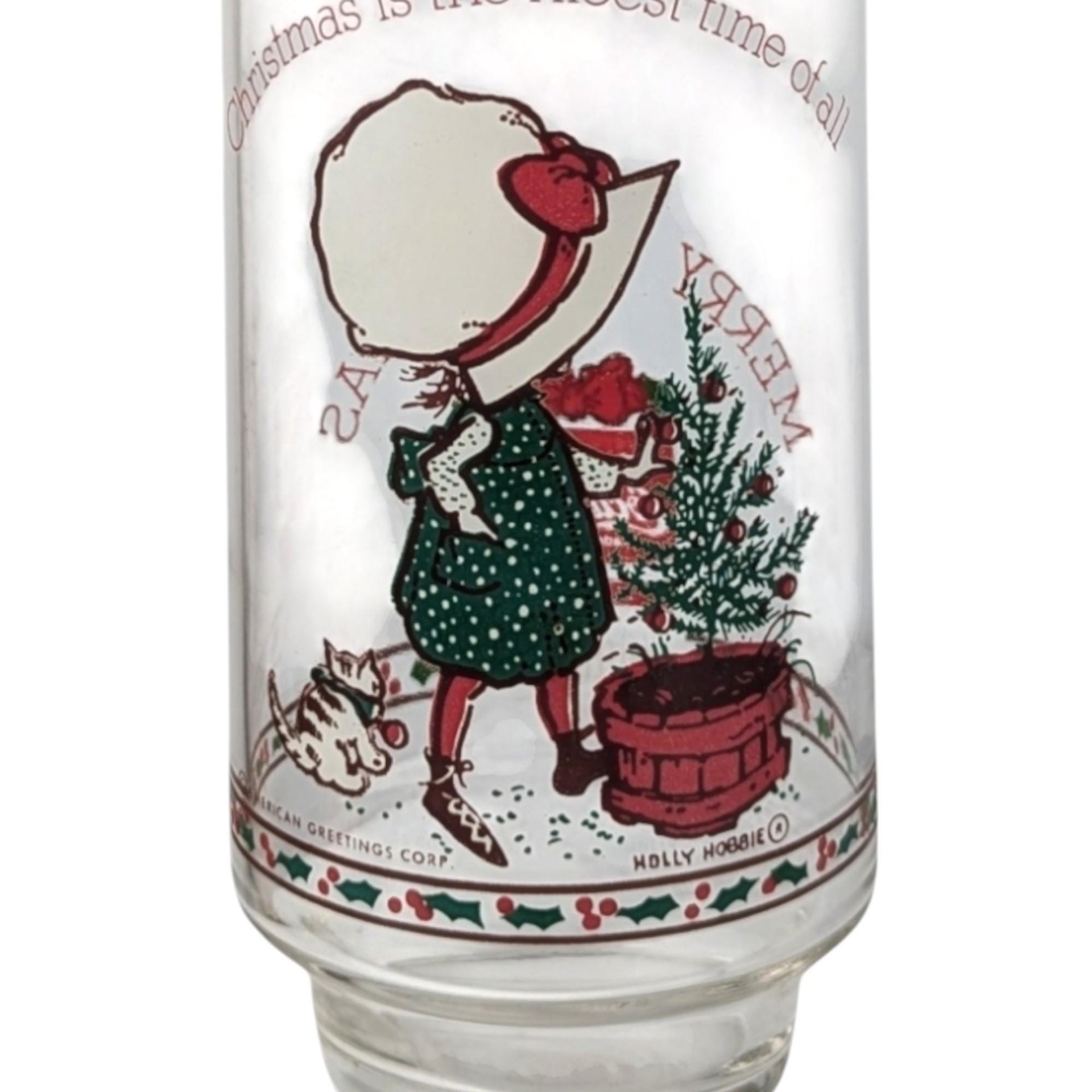 1982 Coca Cola Holly Hobbie Christmas Glasses, Vintage Set of 4 Collectible Holiday Drinkware, Gift for Nostalgia Lovers