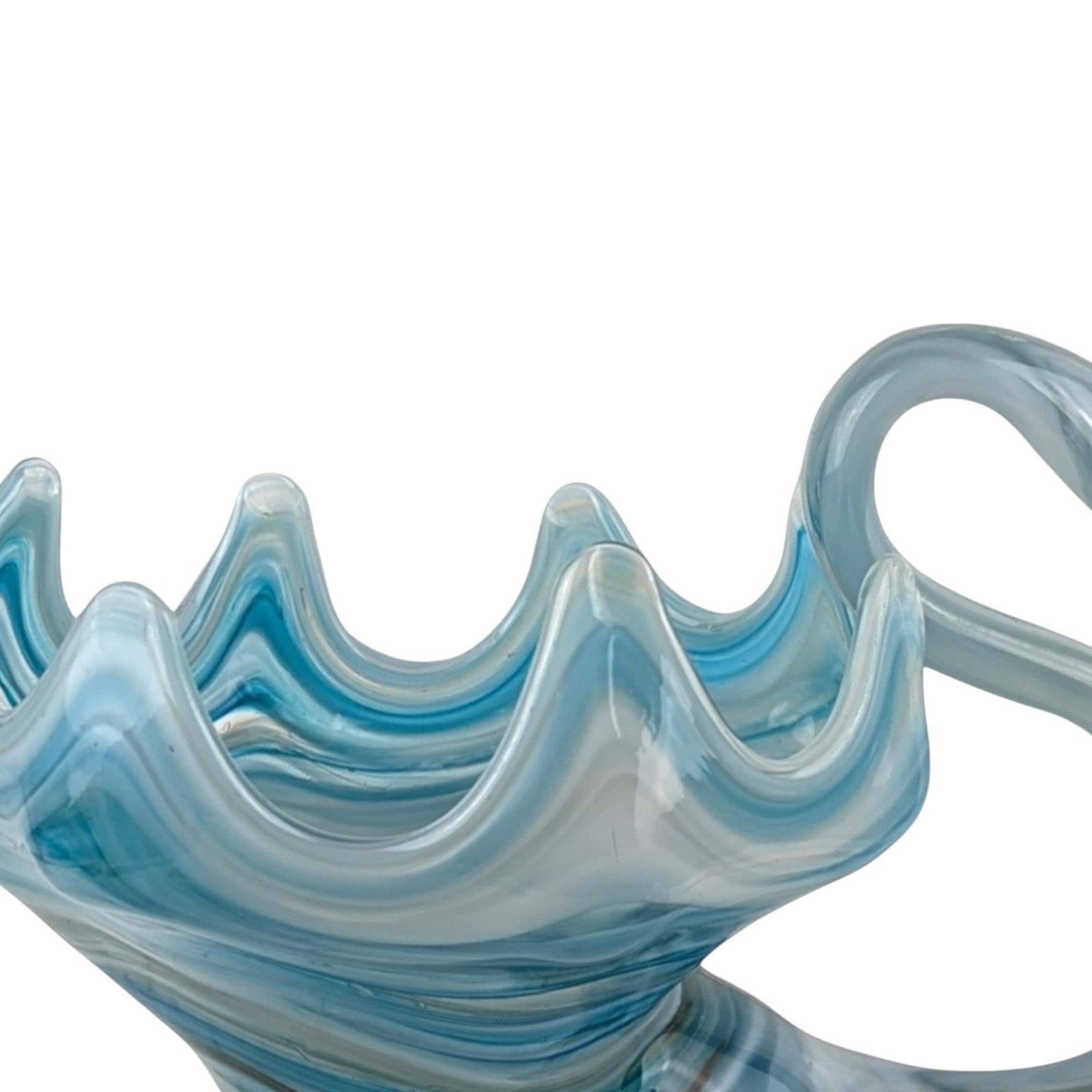 Vintage Blue Swirl Glass Swan Bowl, Hand-Blown, Mid-Century Modern, Collectible