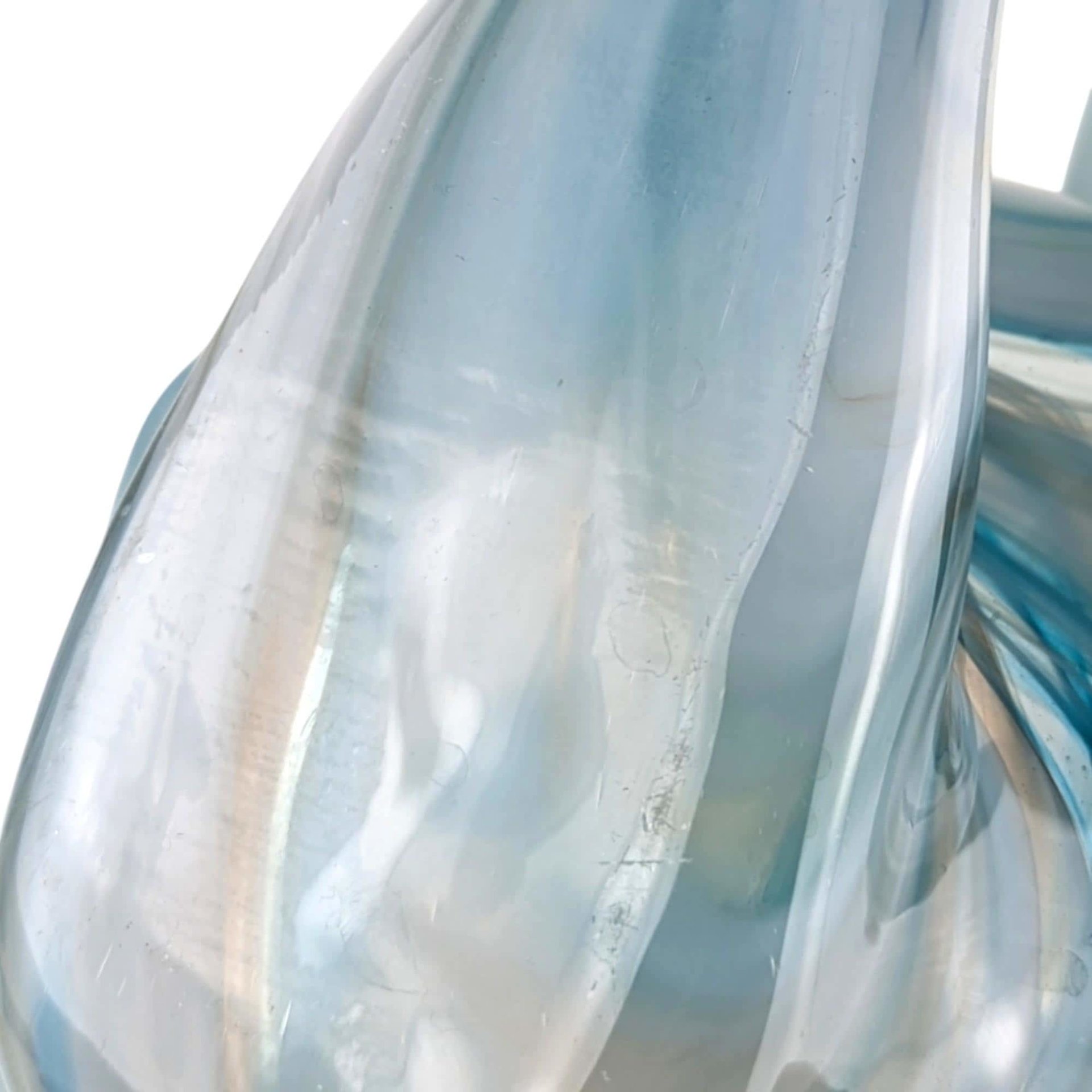 Vintage Blue Swirl Glass Swan Bowl, Hand-Blown, Mid-Century Modern, Collectible