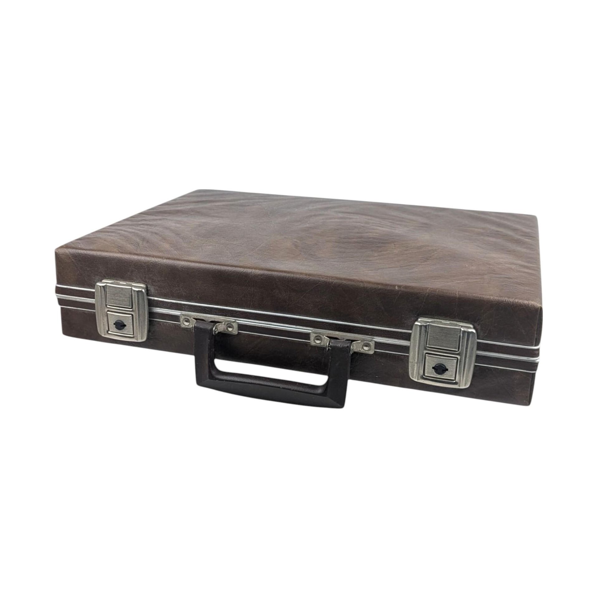 Vintage Cassette Tape Holder Briefcase, 1980s Audio Storage Case for 36 Tapes with Key, Analog Mixtape Carrying Case