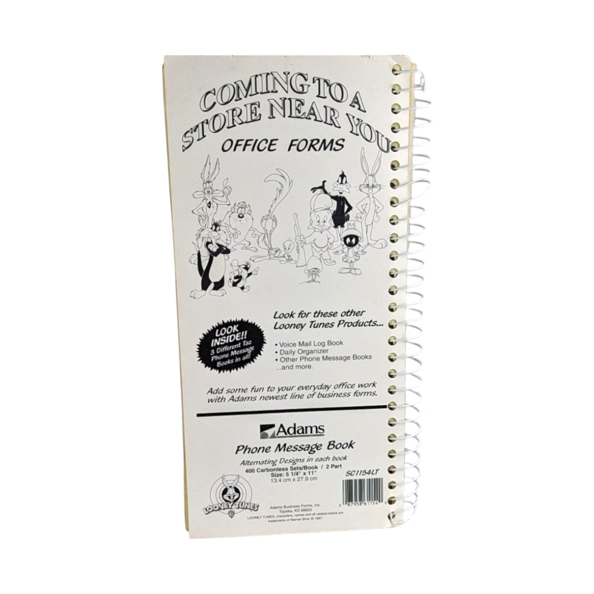 Vintage Looney Tunes Taz Phone Message Book, 1997, Unused, Collectible Cartoon Memorabilia, Gift for Taz Fan, Office Decor