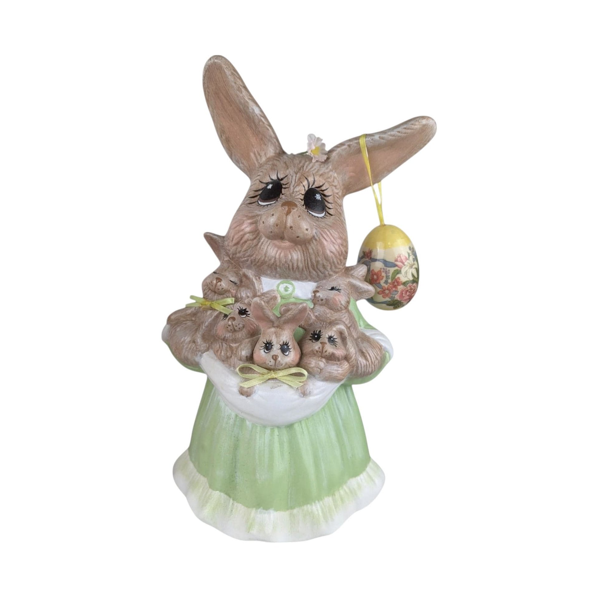 Vintage Pair of Ceramic Mother Rabbit with Babies Easter Figures | Easter Decor | Spring Decor | Bunny Figurines | Collectible Figurines