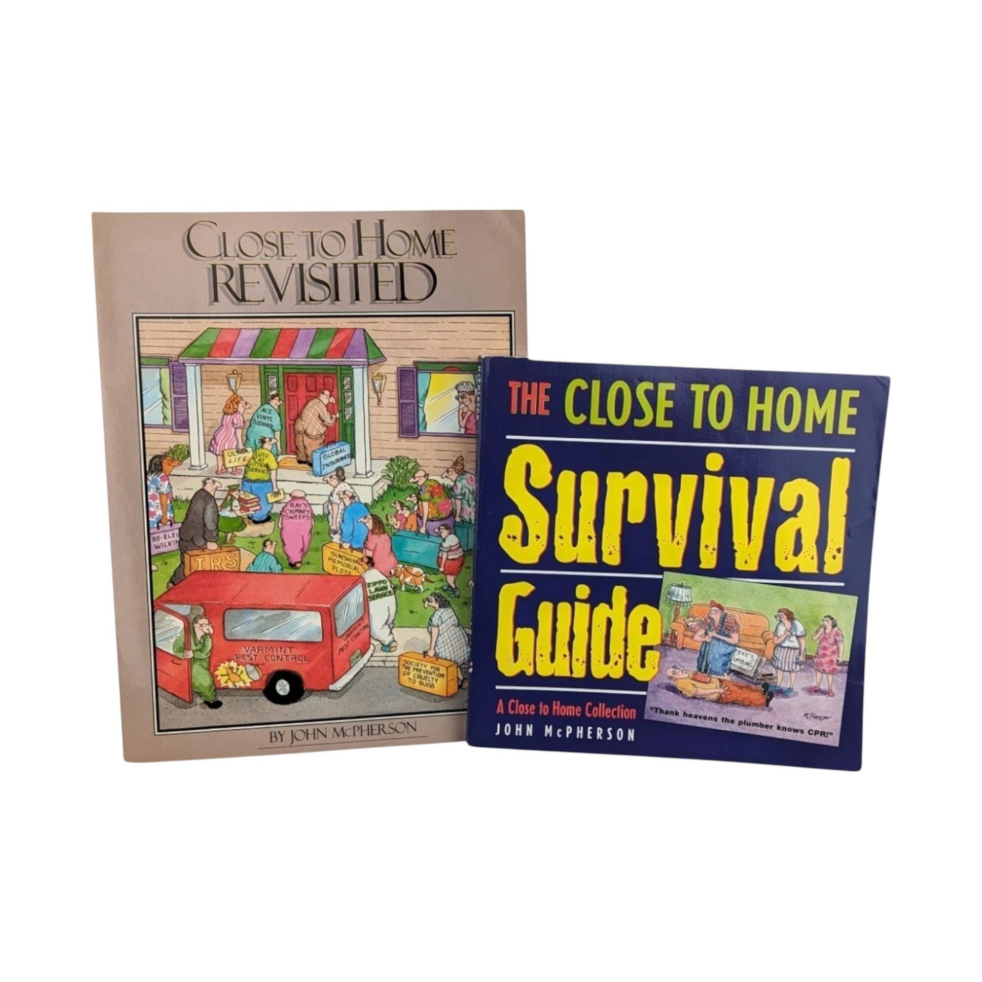 Close to Home Comic Book Pair by John McPherson, "Revisited" & "Survival Guide," Vintage Cartoon Humor, Gift for Comic Strip Fan
