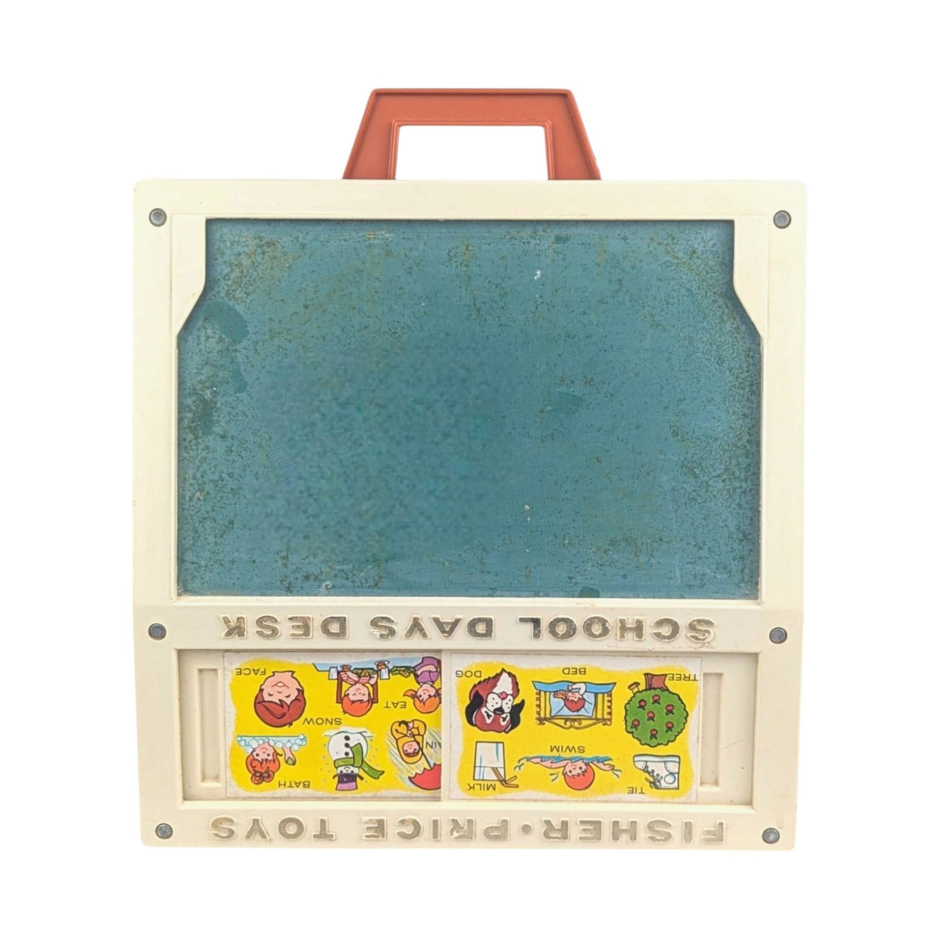 Vintage 1975 Fisher Price School Days Desk, Complete Magnetic Letters & Cards, #176 Portable Chalkboard, 1970s Educational Toy