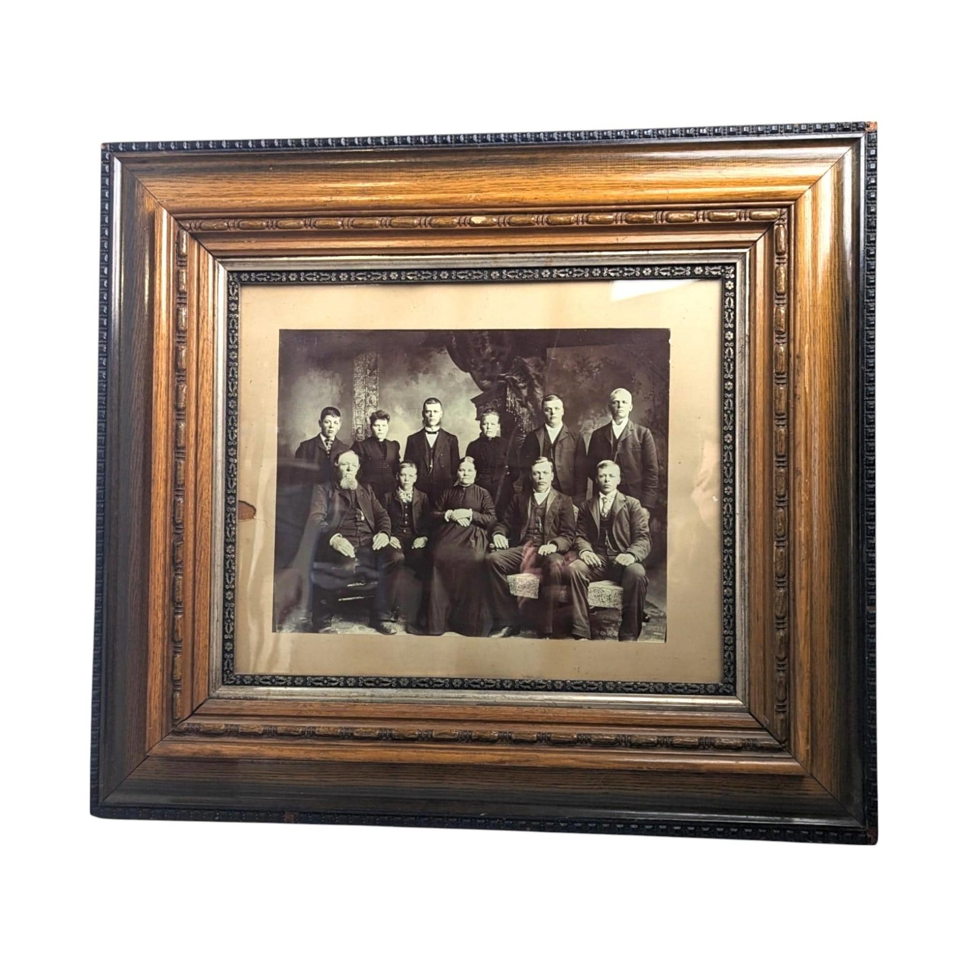Large Antique Picture Frame with Portrait | Ornate Gilt Frame | Vintage Wall Decor | 26 x 23 Inches