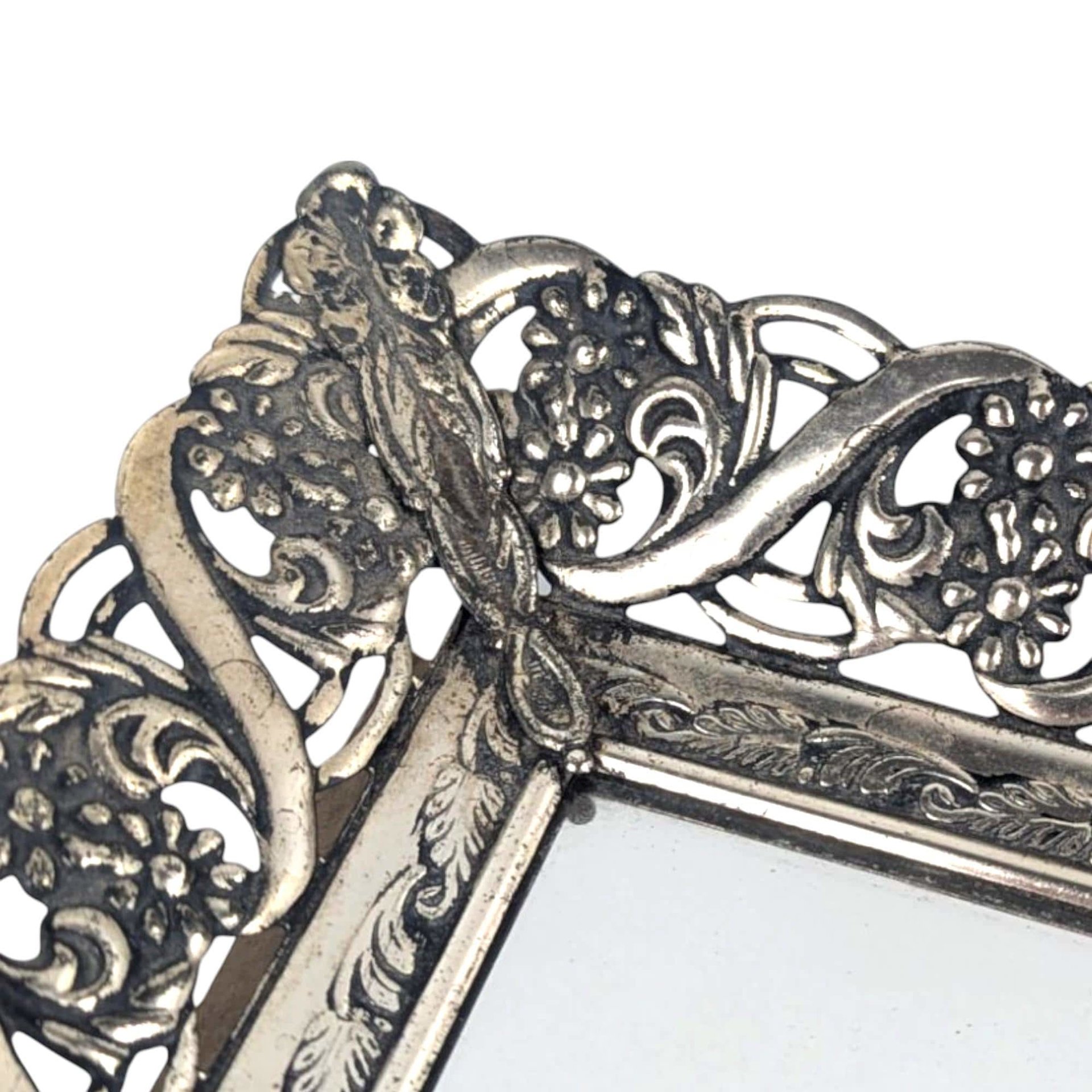 Vintage Vanity Mirror Tray : Ornate Metal Perfume Tray