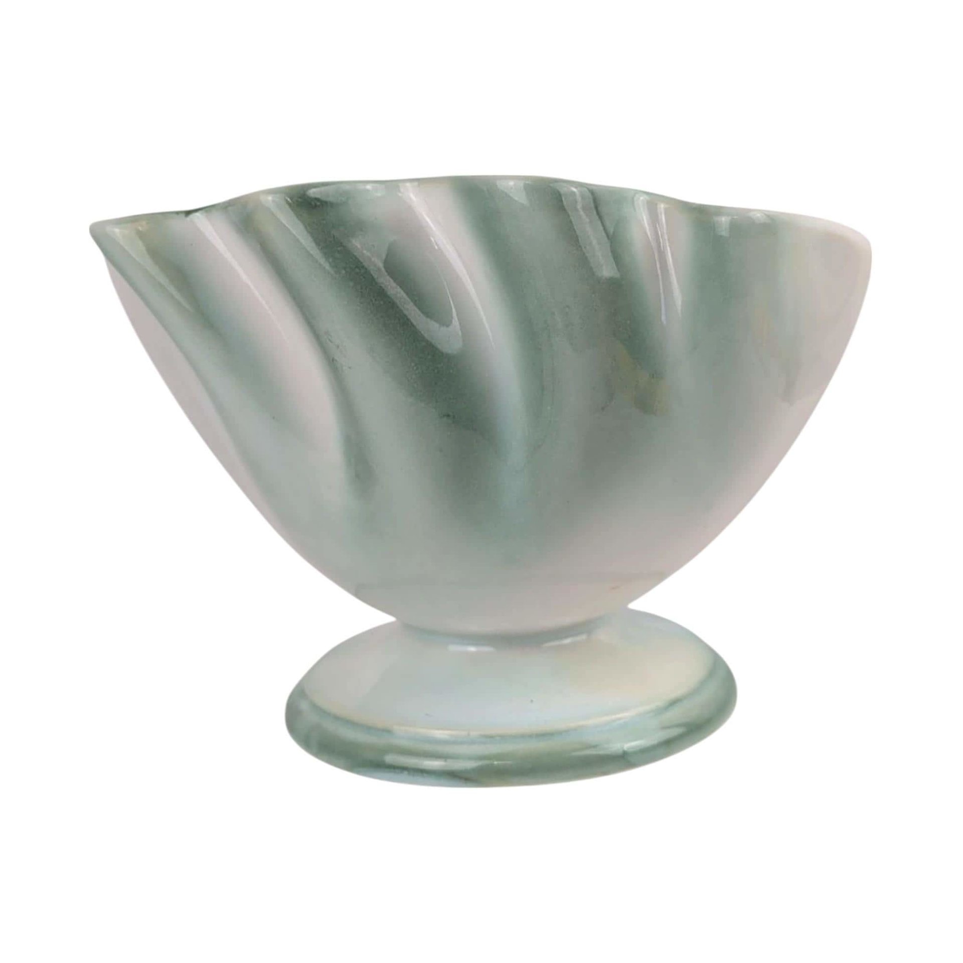 Vintage Regal Ceramic Planter, Green & White Clam Shell Vase, 5" Planter, Unique Home Decor, Gift for Plant Lovers