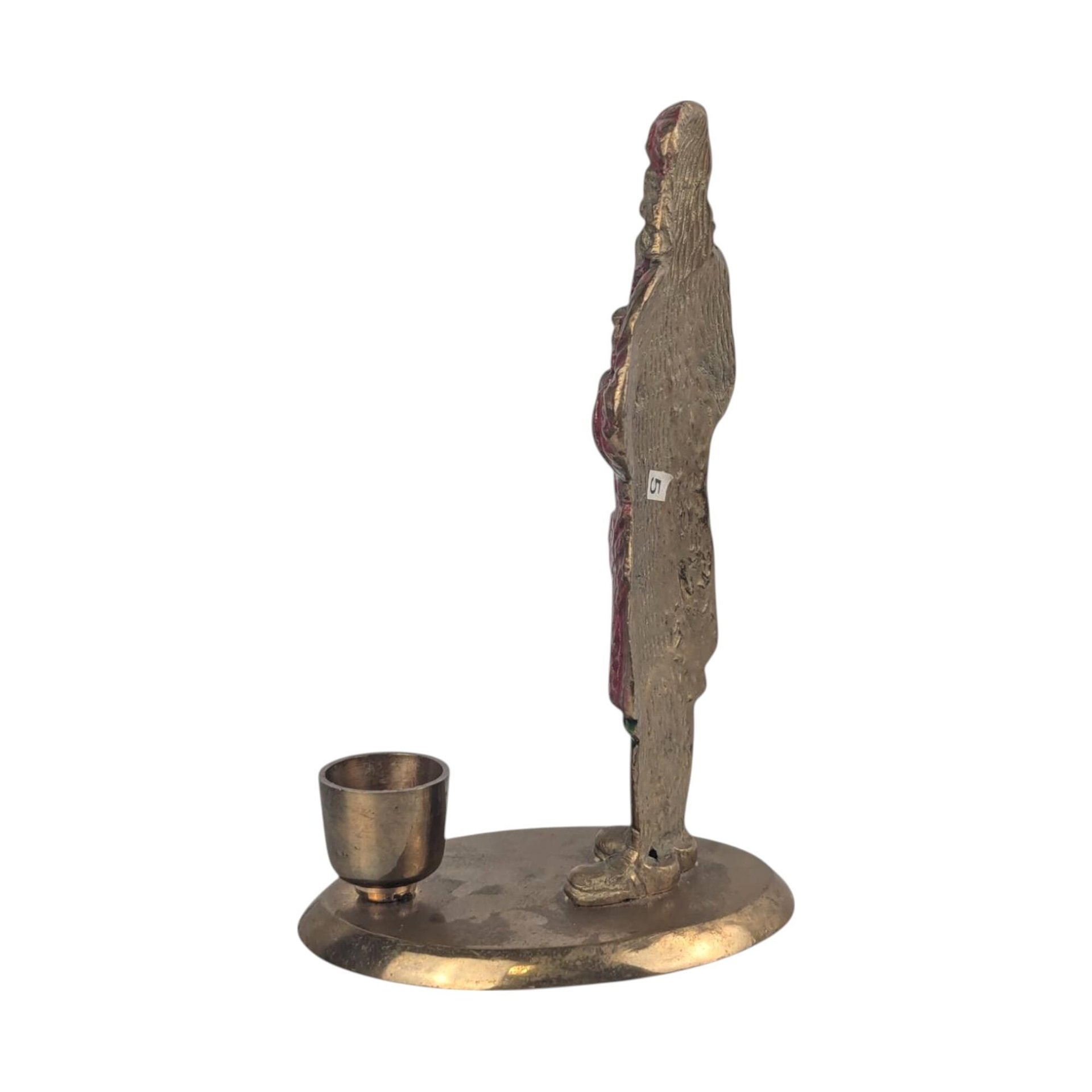 Vintage Metal Santa Taper Candle Holder, 6.5" Christmas Decor, Brass Santa Candle Holder, Holiday Mantle Decor, Gift for Santa Collectors
