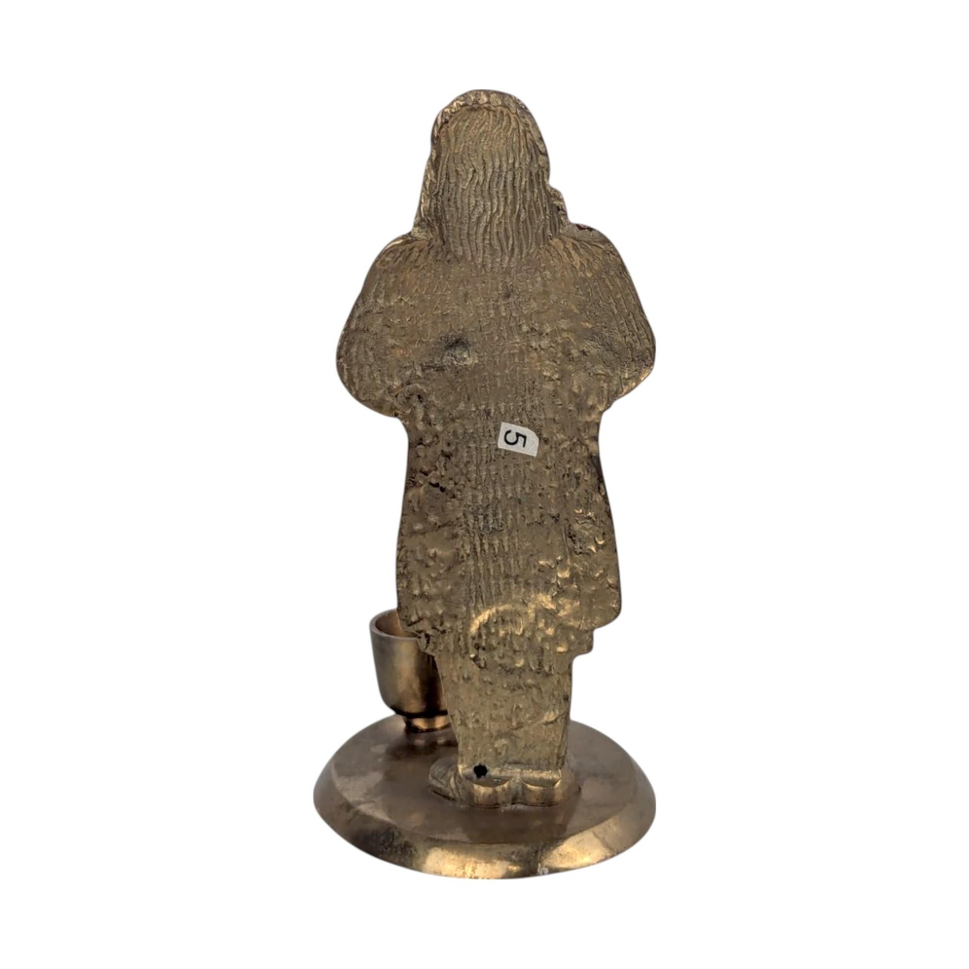 Vintage Metal Santa Taper Candle Holder, 6.5" Christmas Decor, Brass Santa Candle Holder, Holiday Mantle Decor, Gift for Santa Collectors